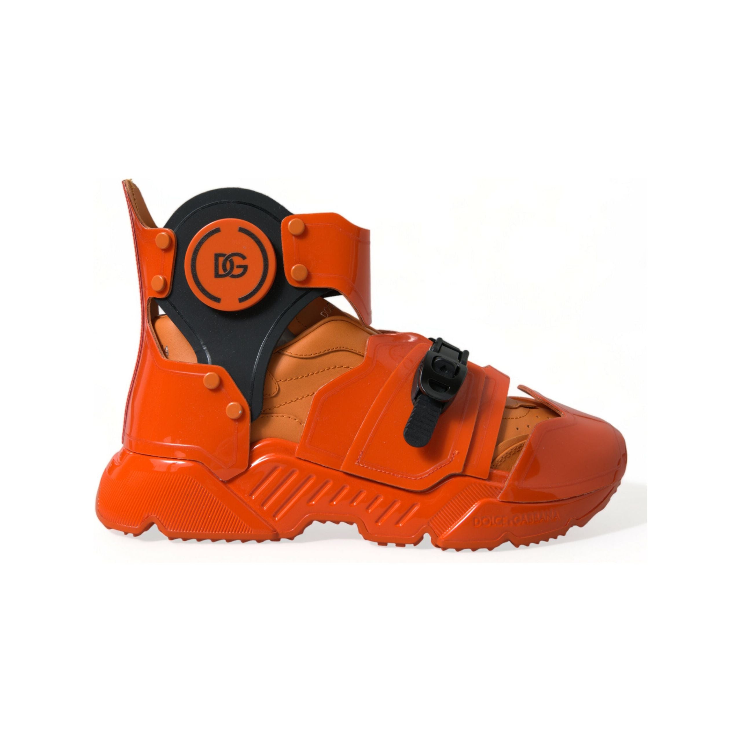 Dolce & Gabbana Orange Leather High-Top Sneakers Charm