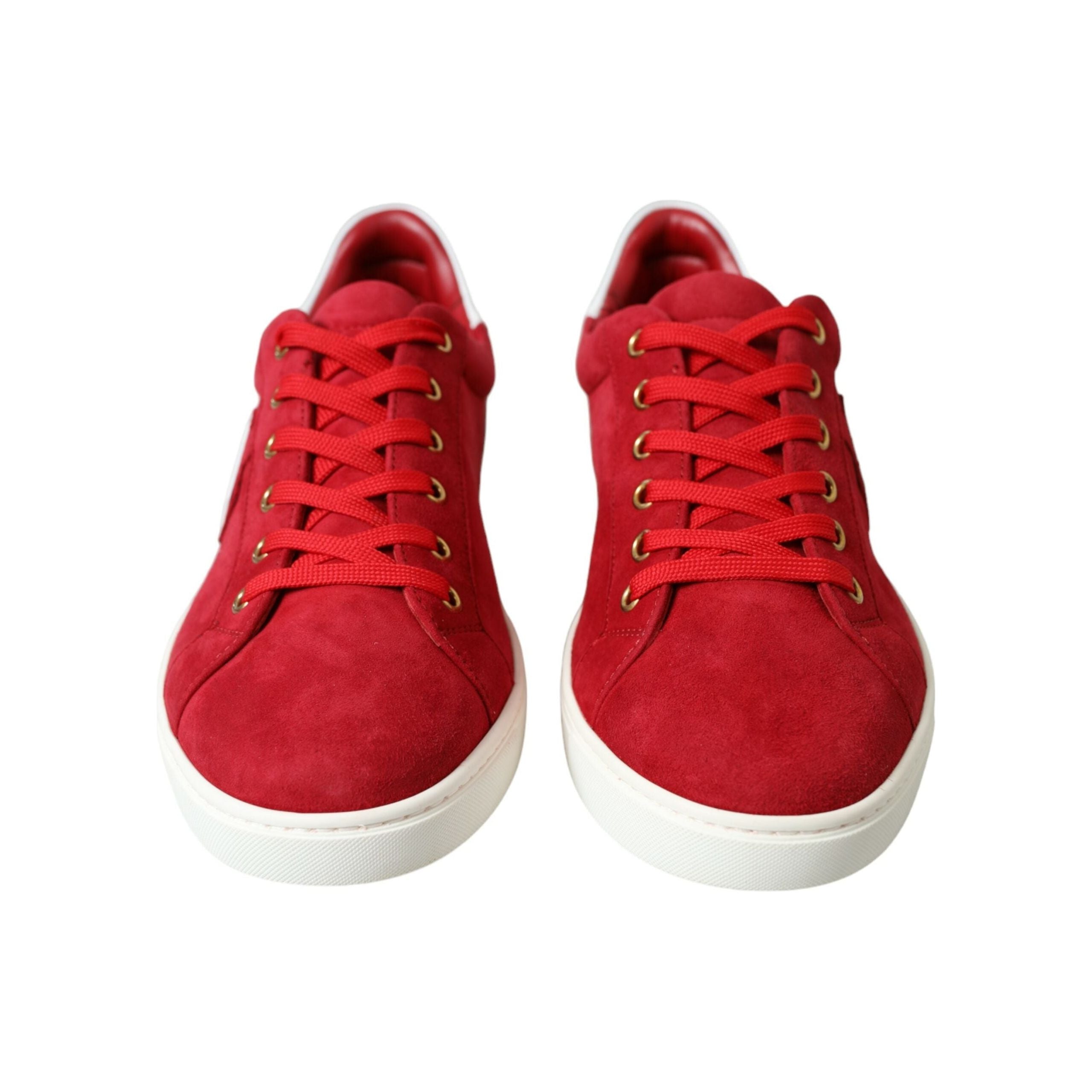 Dolce & Gabbana Red & White Leather Sneakers