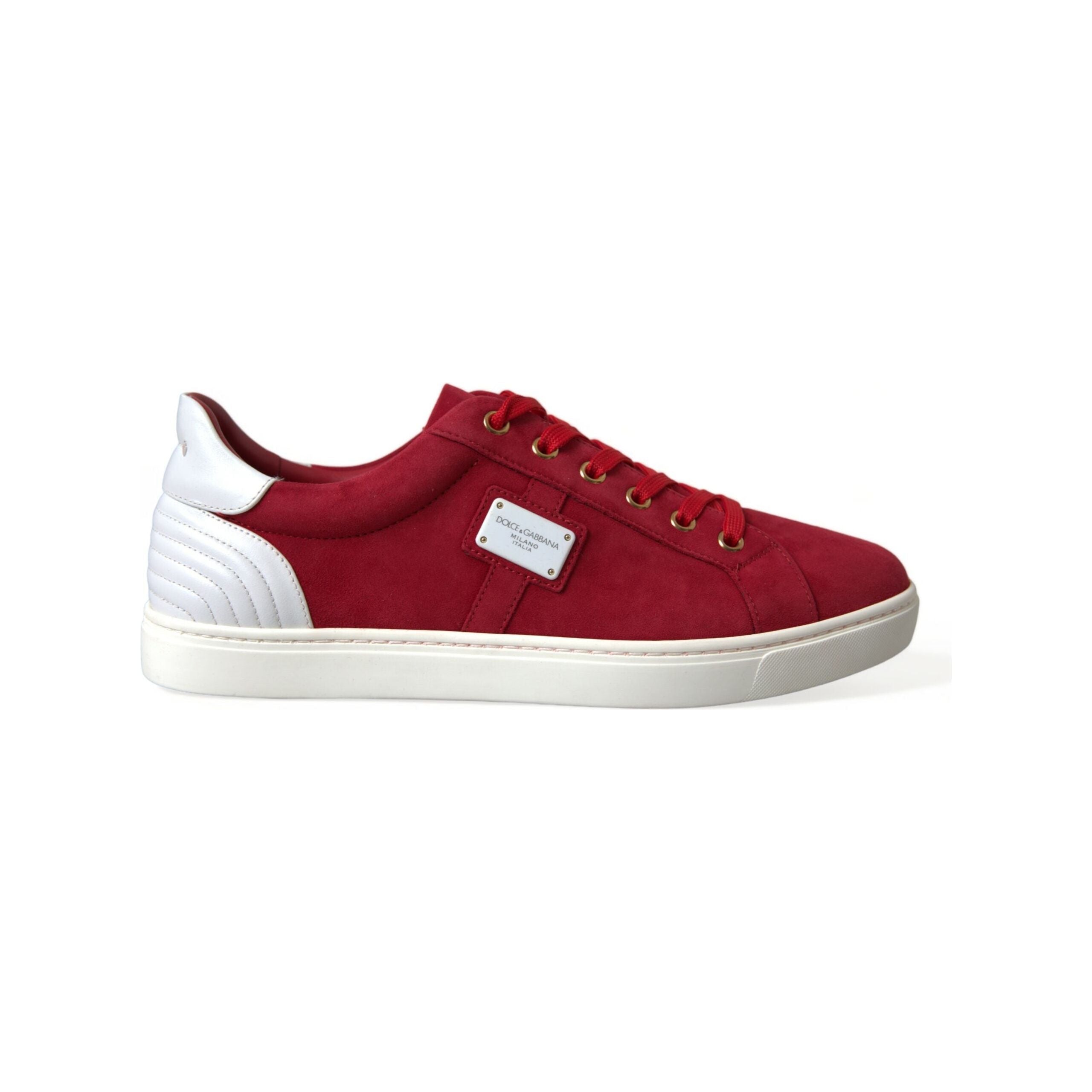 Dolce & Gabbana Red & White Leather Sneakers