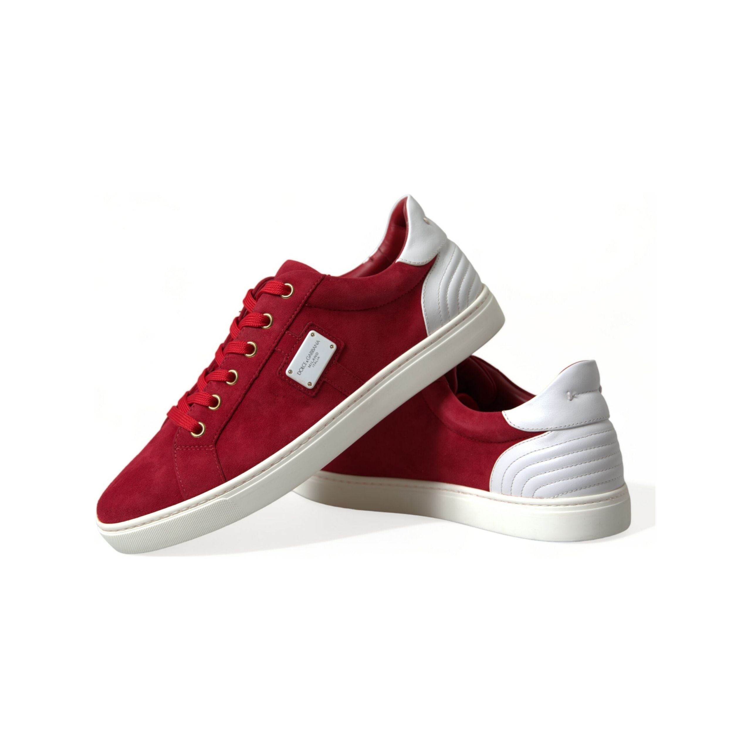 Dolce & Gabbana Red & White Leather Sneakers