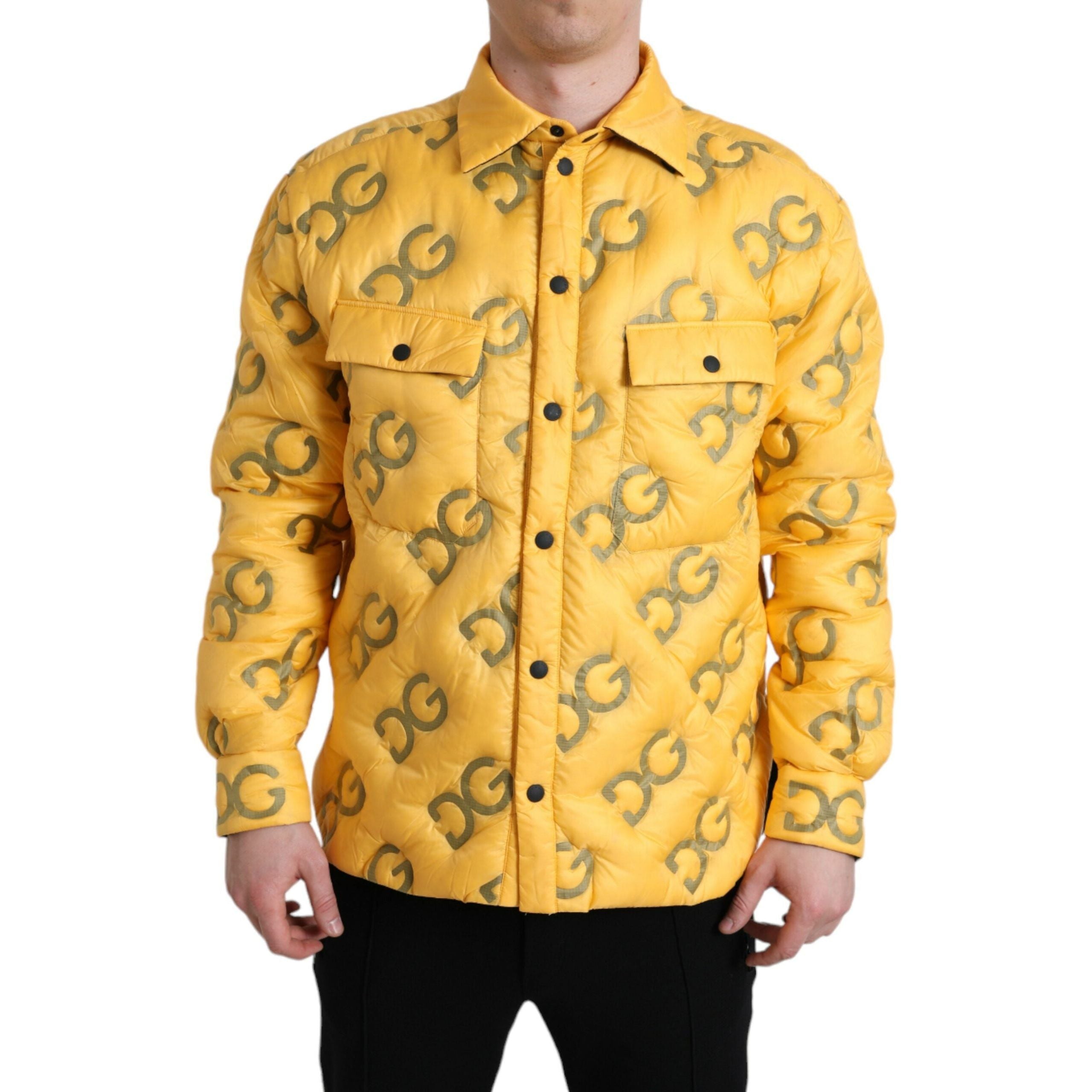 Dolce & Gabbana Yellow Nylon Padded Blouson Jacket Luxe