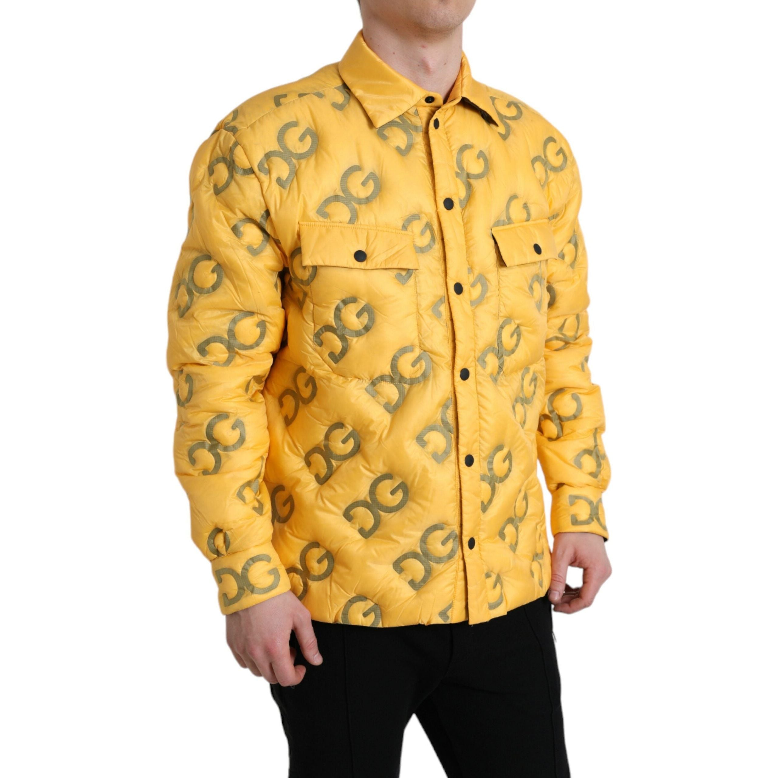 Dolce & Gabbana Yellow Nylon Padded Blouson Jacket Luxe