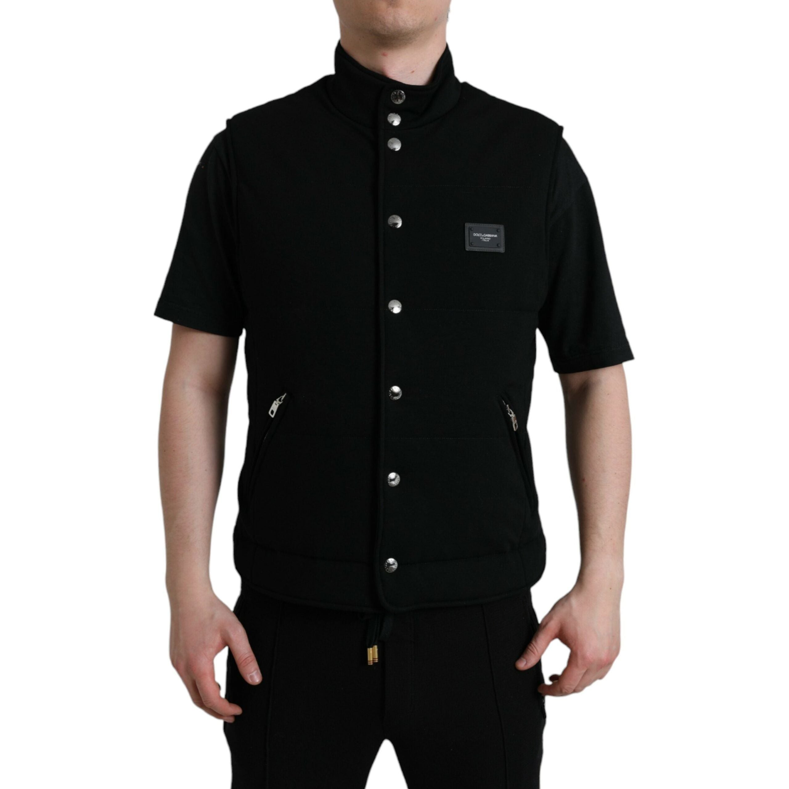 Dolce & Gabbana Black Rayon Sleeveless Vest Jacket