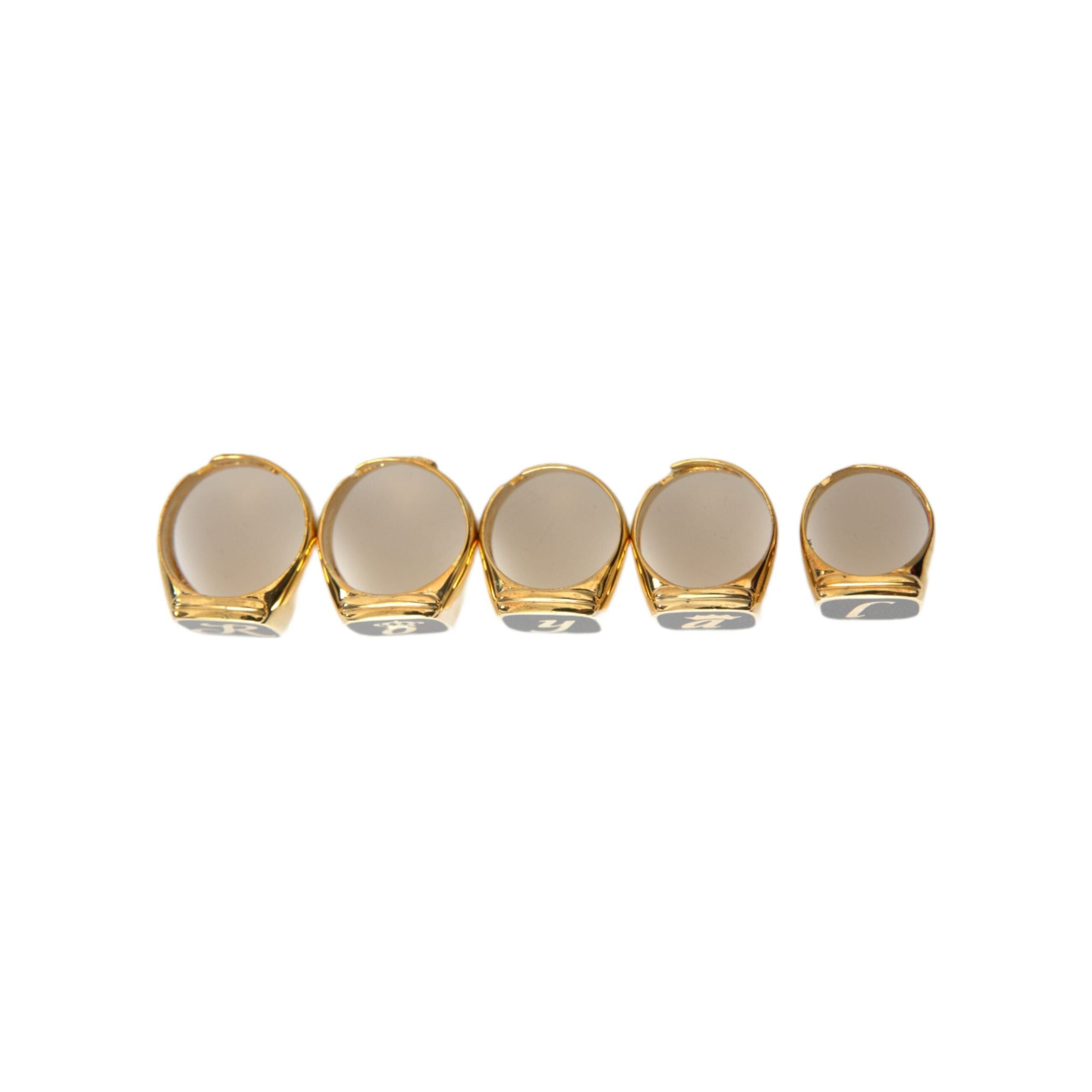 Dolce & Gabbana Gold Brass ROYAL Enamel Set of 5 Ring