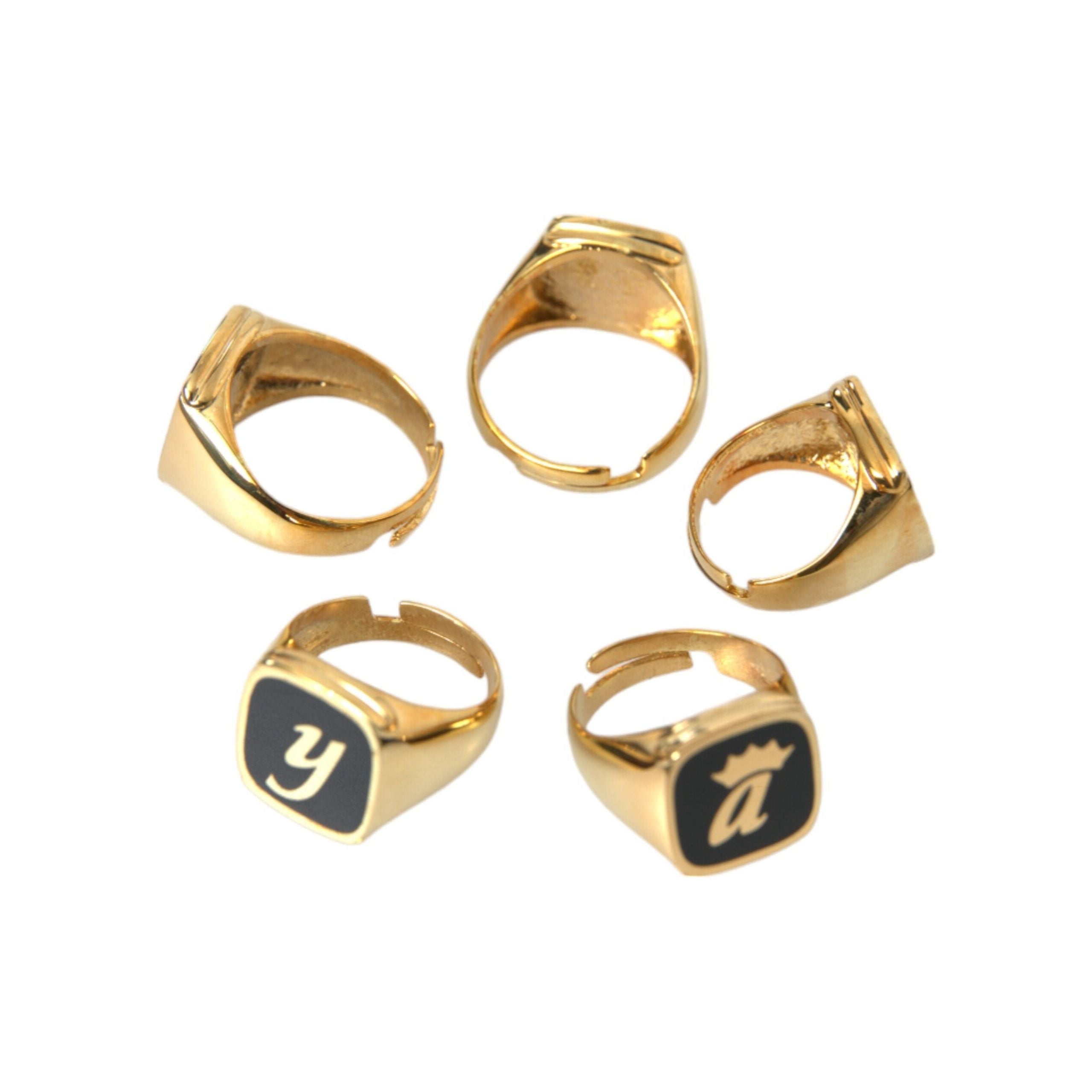Dolce & Gabbana Gold Brass ROYAL Enamel Set of 5 Ring