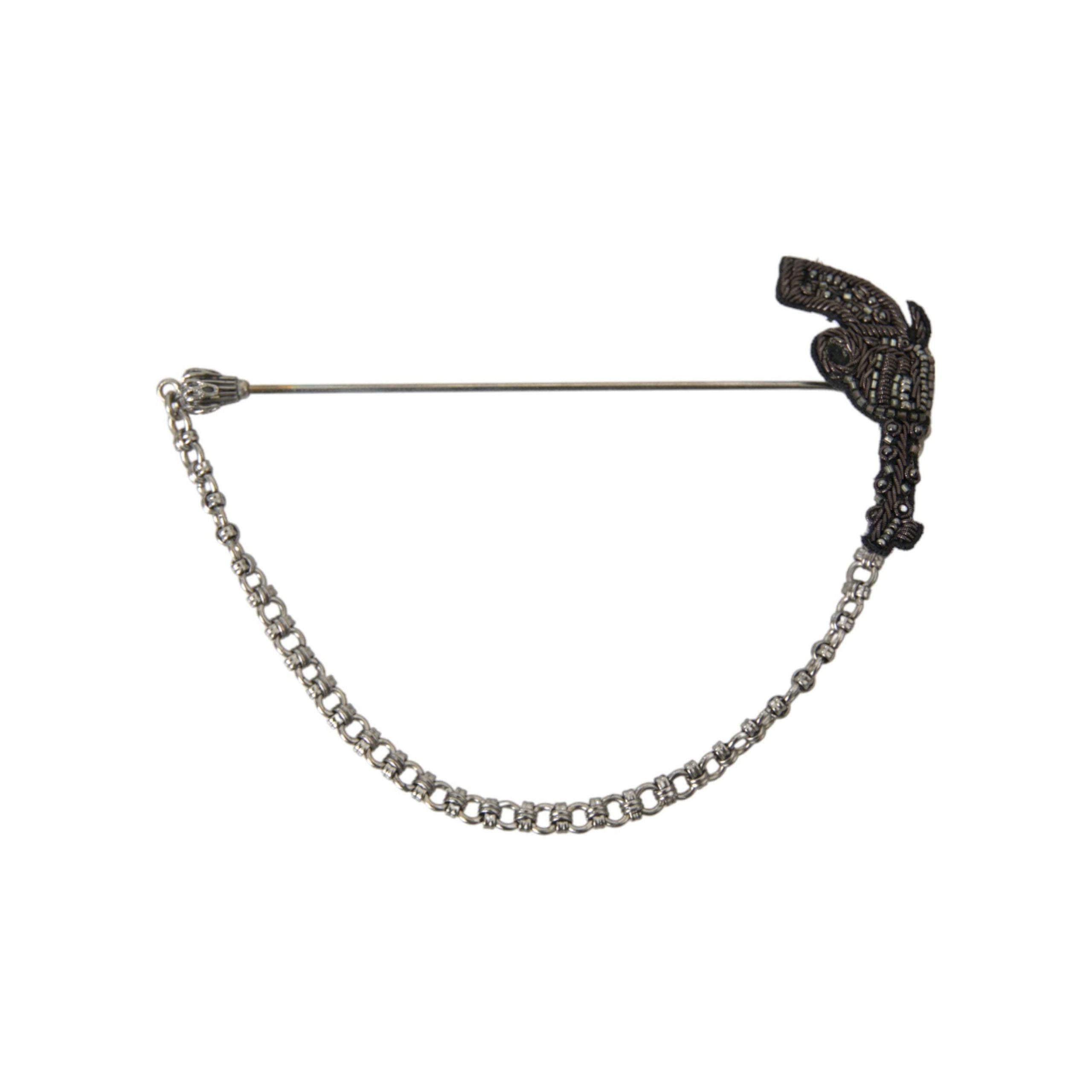 Dolce & Gabbana Brass Copper Silk Revolver Gun Brooch Pin