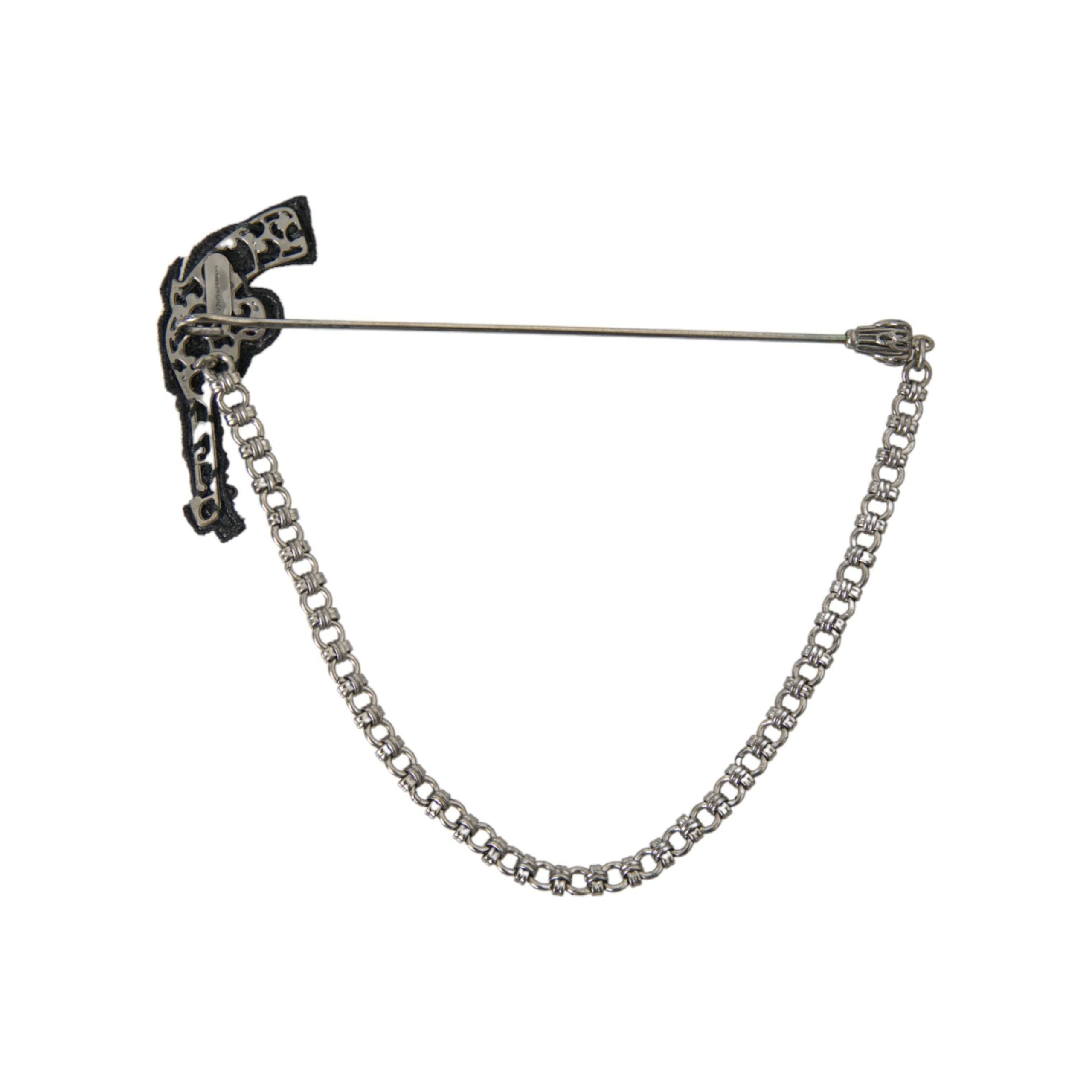 Dolce & Gabbana Brass Copper Silk Revolver Gun Brooch Pin