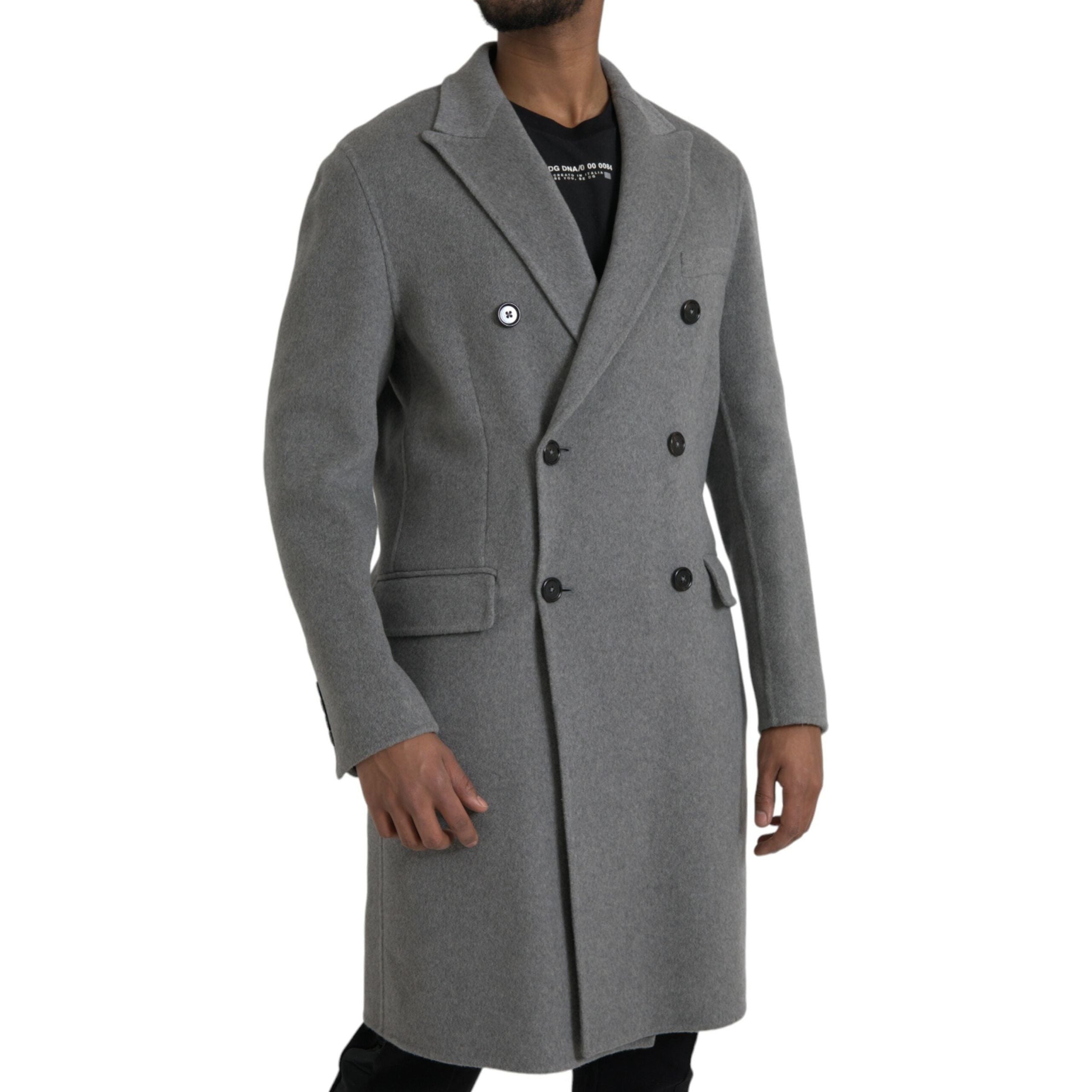 Dolce & Gabbana Gray Cashmere Double Trench Coat Jacket