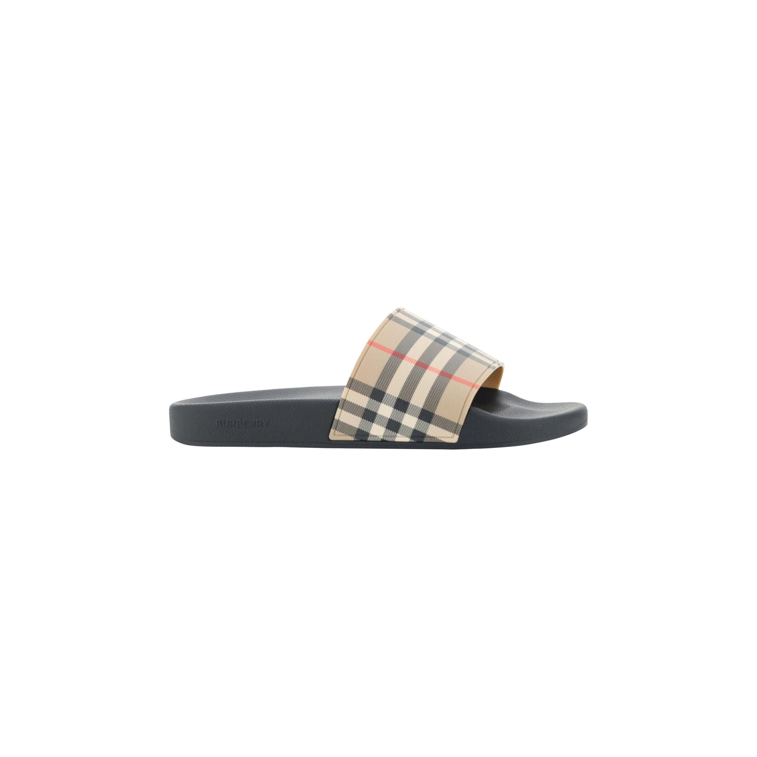 Burberry Brown Rubber Slides Sandals with Iconic Design