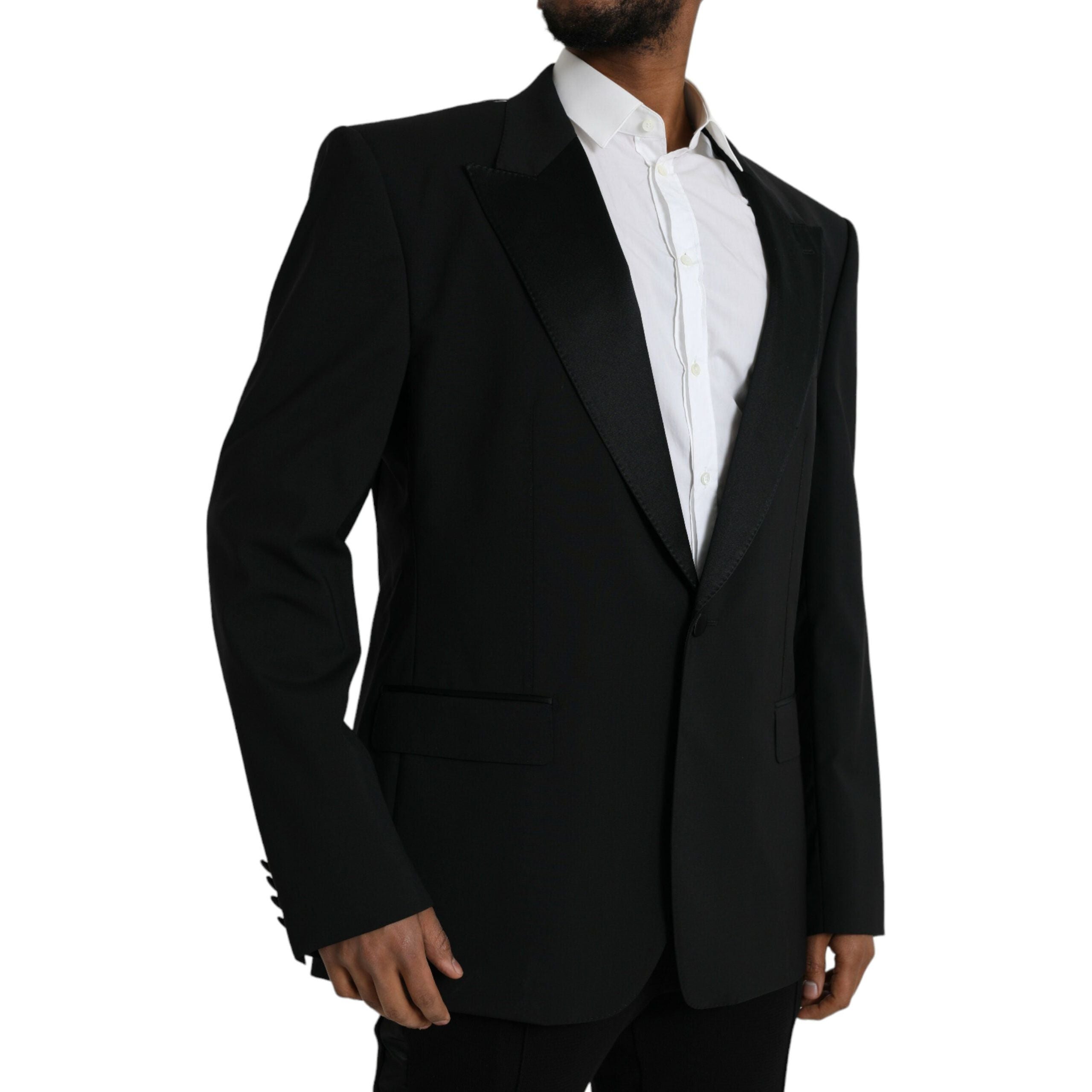 Dolce & Gabbana Black Wool Blazer Coat