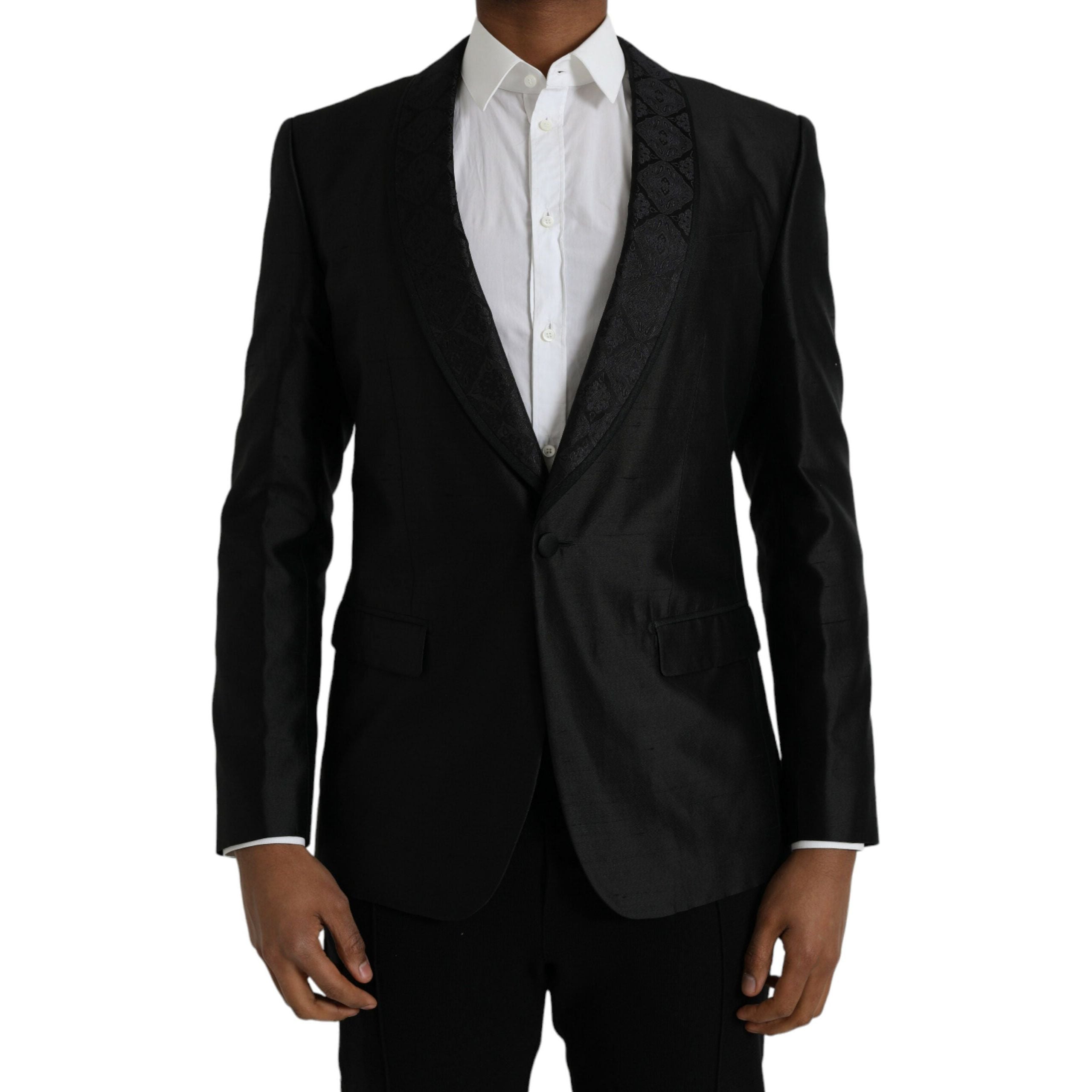 Dolce & Gabbana Black Silk MARTINI Single Breasted Coat Blazer