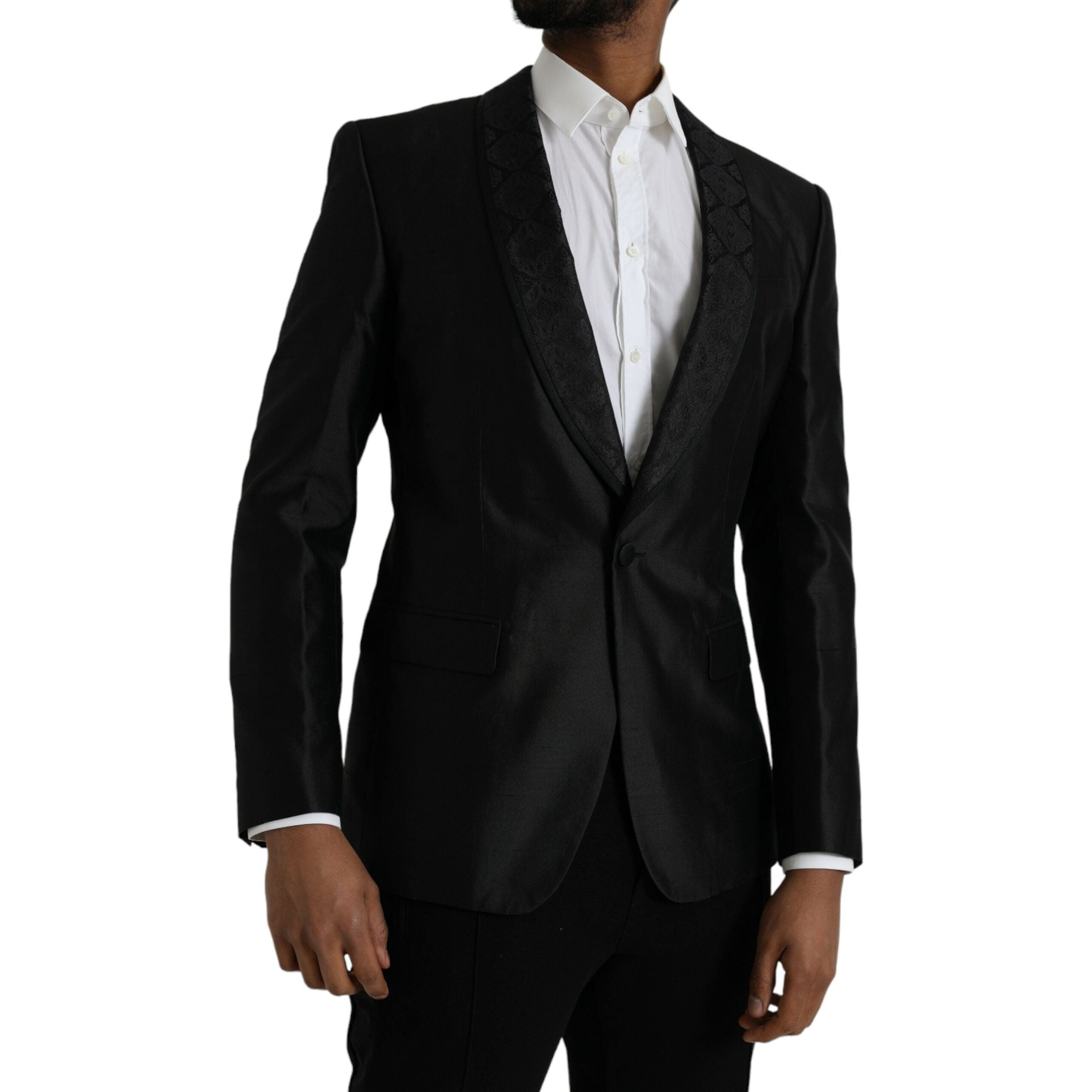 Dolce & Gabbana Black Silk MARTINI Single Breasted Coat Blazer