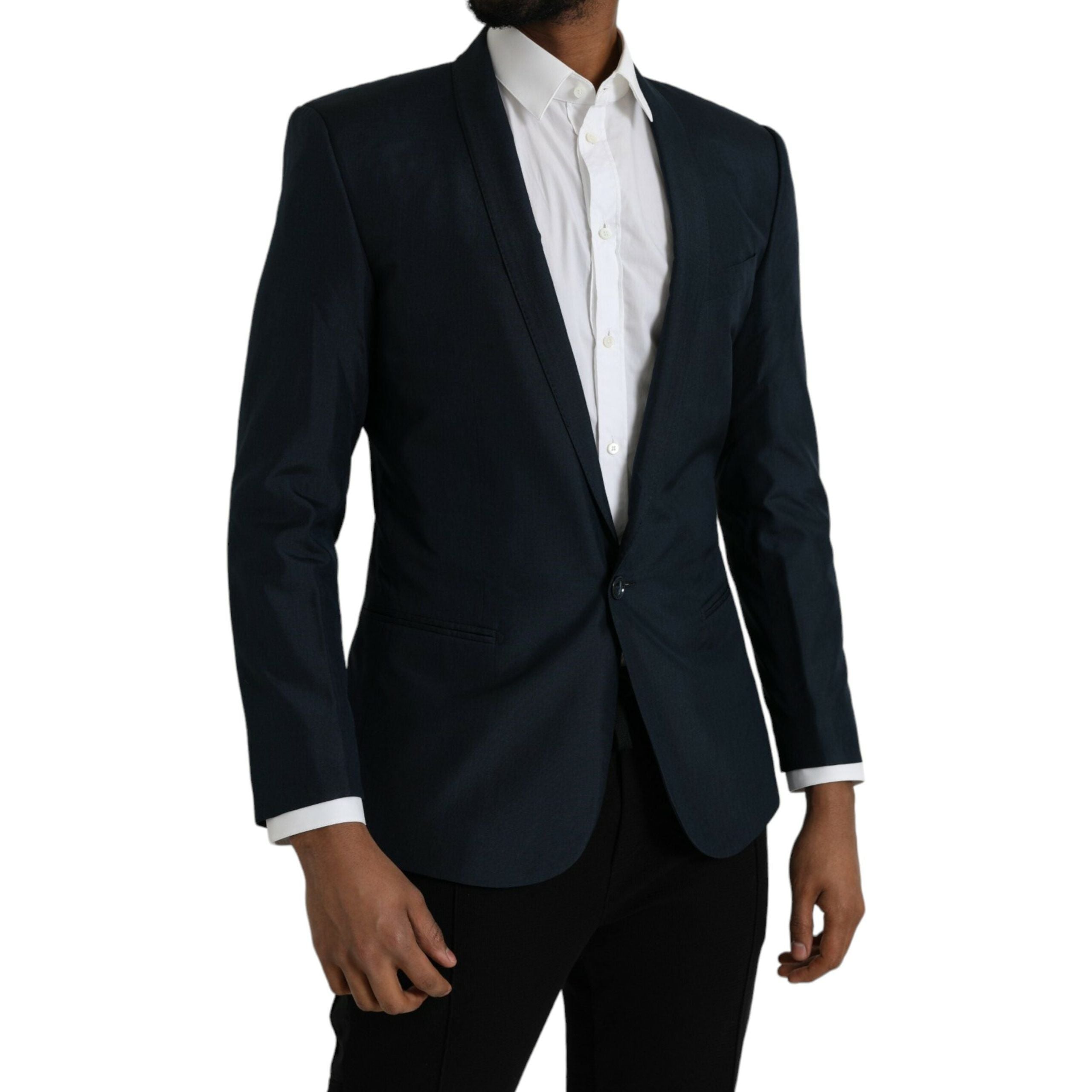 Dolce & Gabbana Blue Wool Notch Single Breasted Blazer