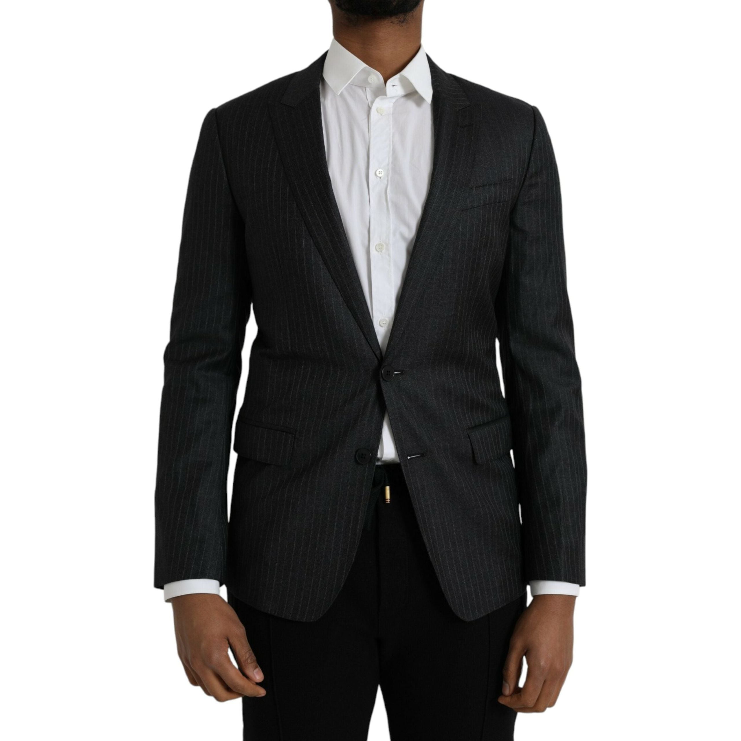 Dolce & Gabbana Black Wool Single Breasted Coat Blazer