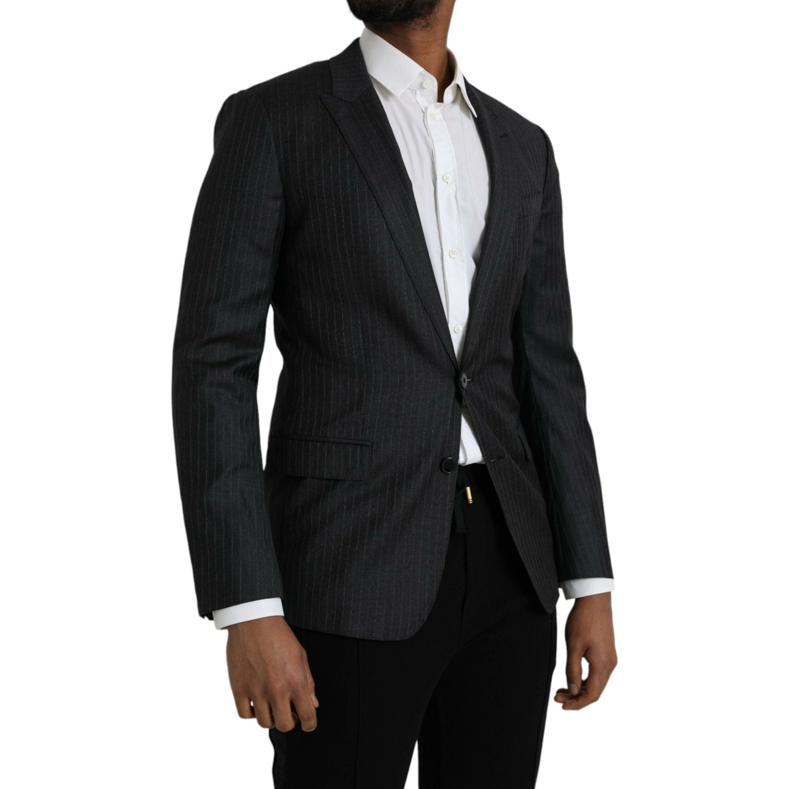 Dolce & Gabbana Black Wool Single Breasted Coat Blazer