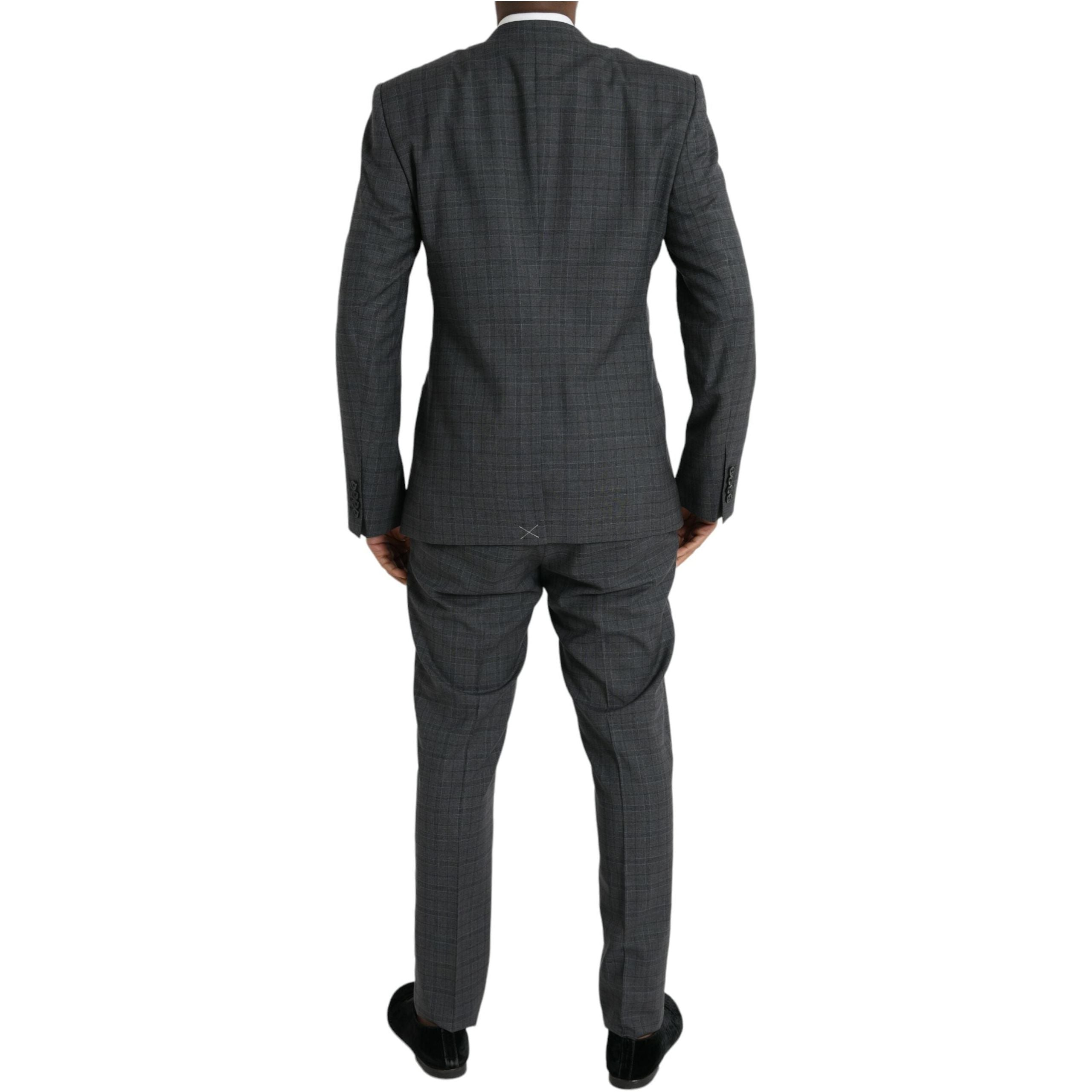 Dolce & Gabbana Gray Plaid Wool MARTINI Formal Suit