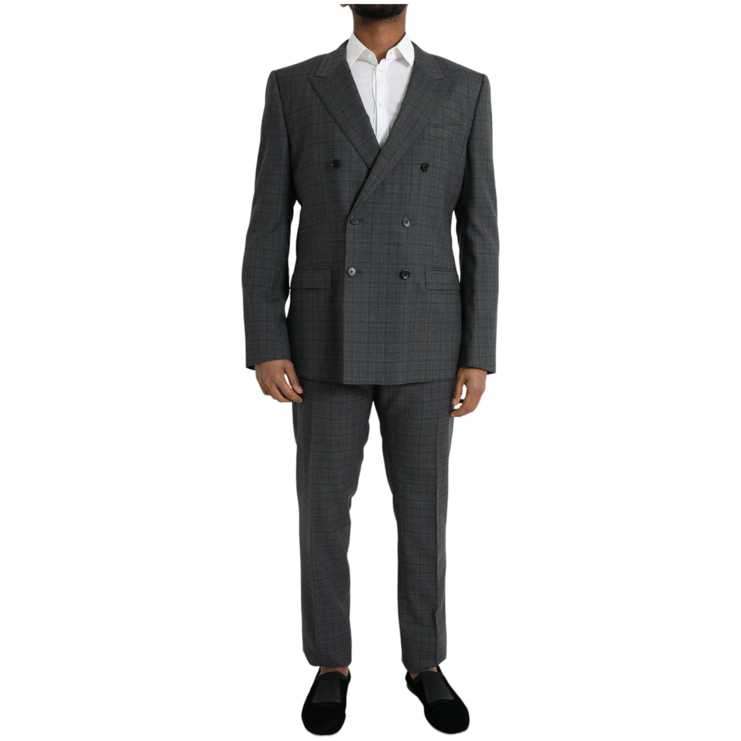 Dolce & Gabbana Gray Plaid Wool MARTINI Formal Suit