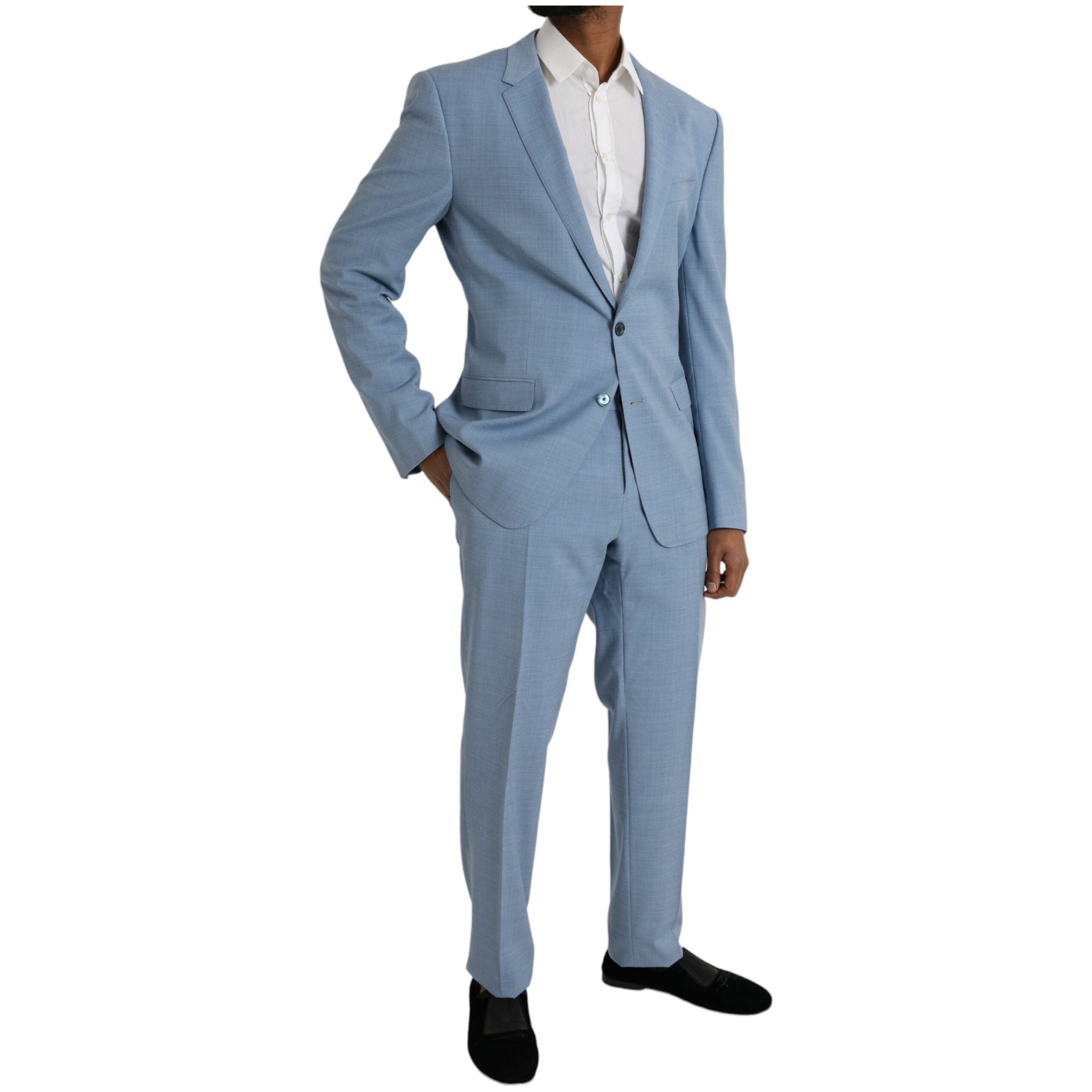 Dolce & Gabbana Light Blue Wool Formal 2 Piece Suit