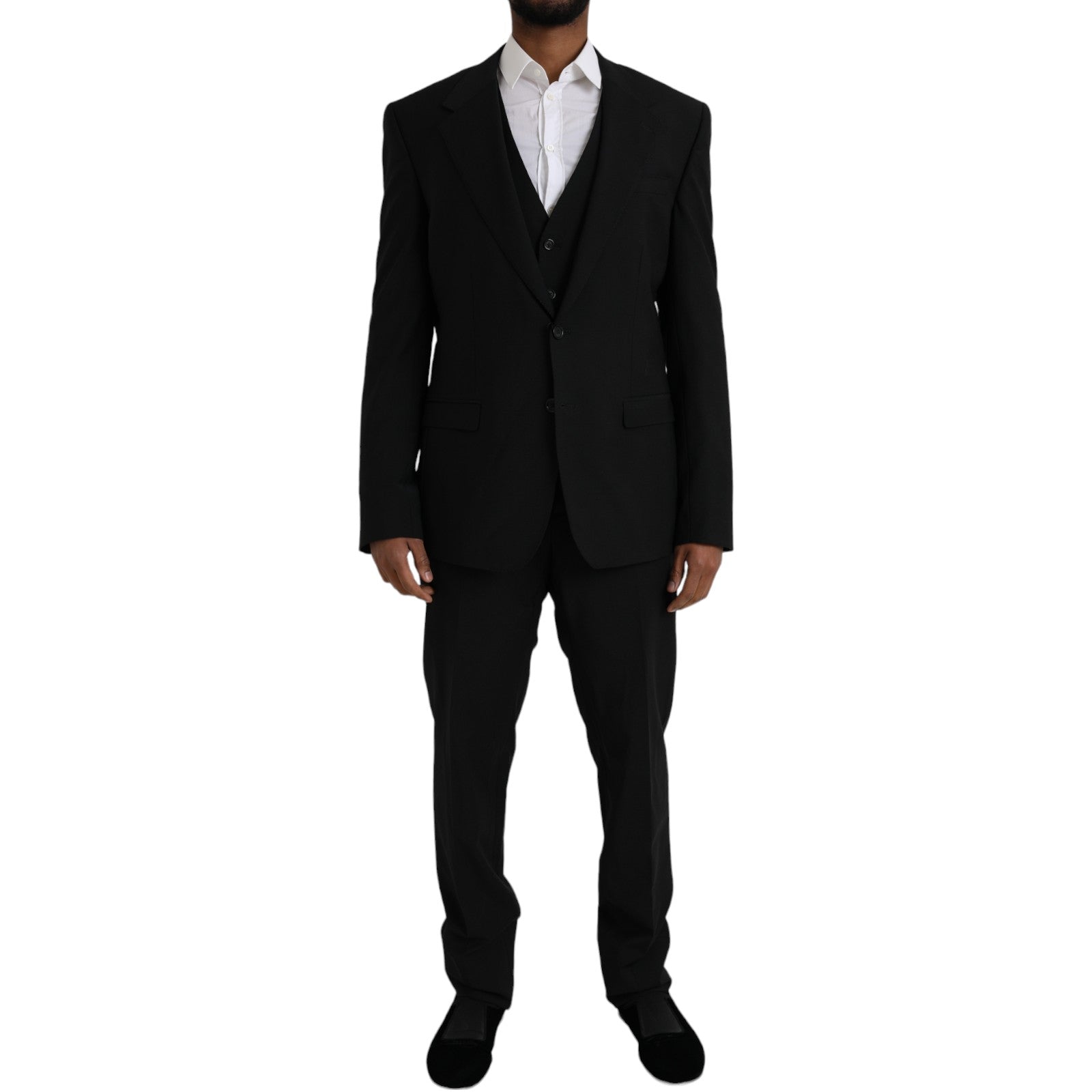 Dolce & Gabbana Black Wool Formal 3 Piece Suit