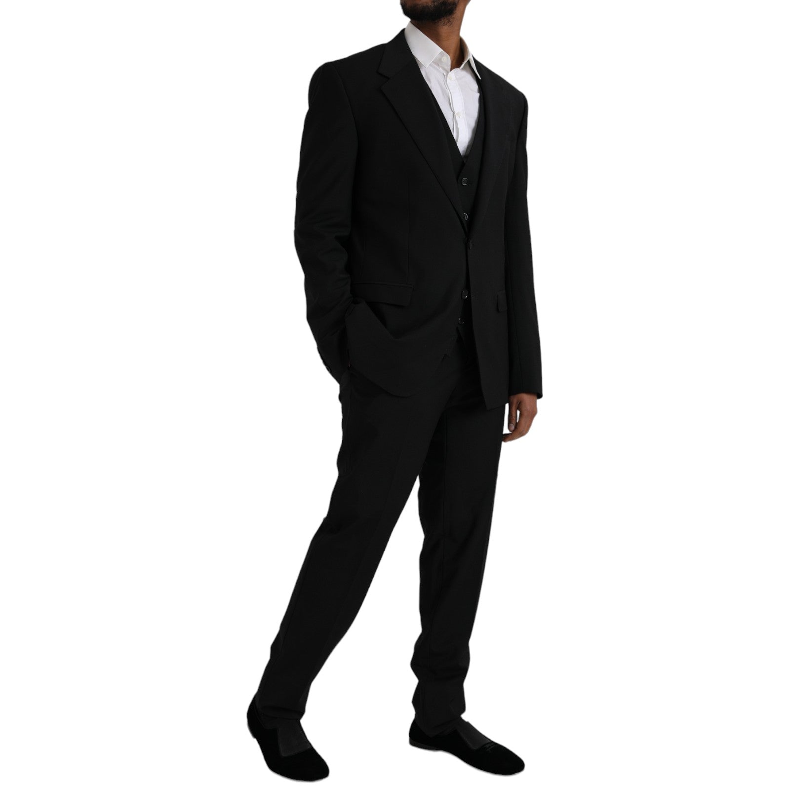 Dolce & Gabbana Black Wool Formal 3 Piece Suit