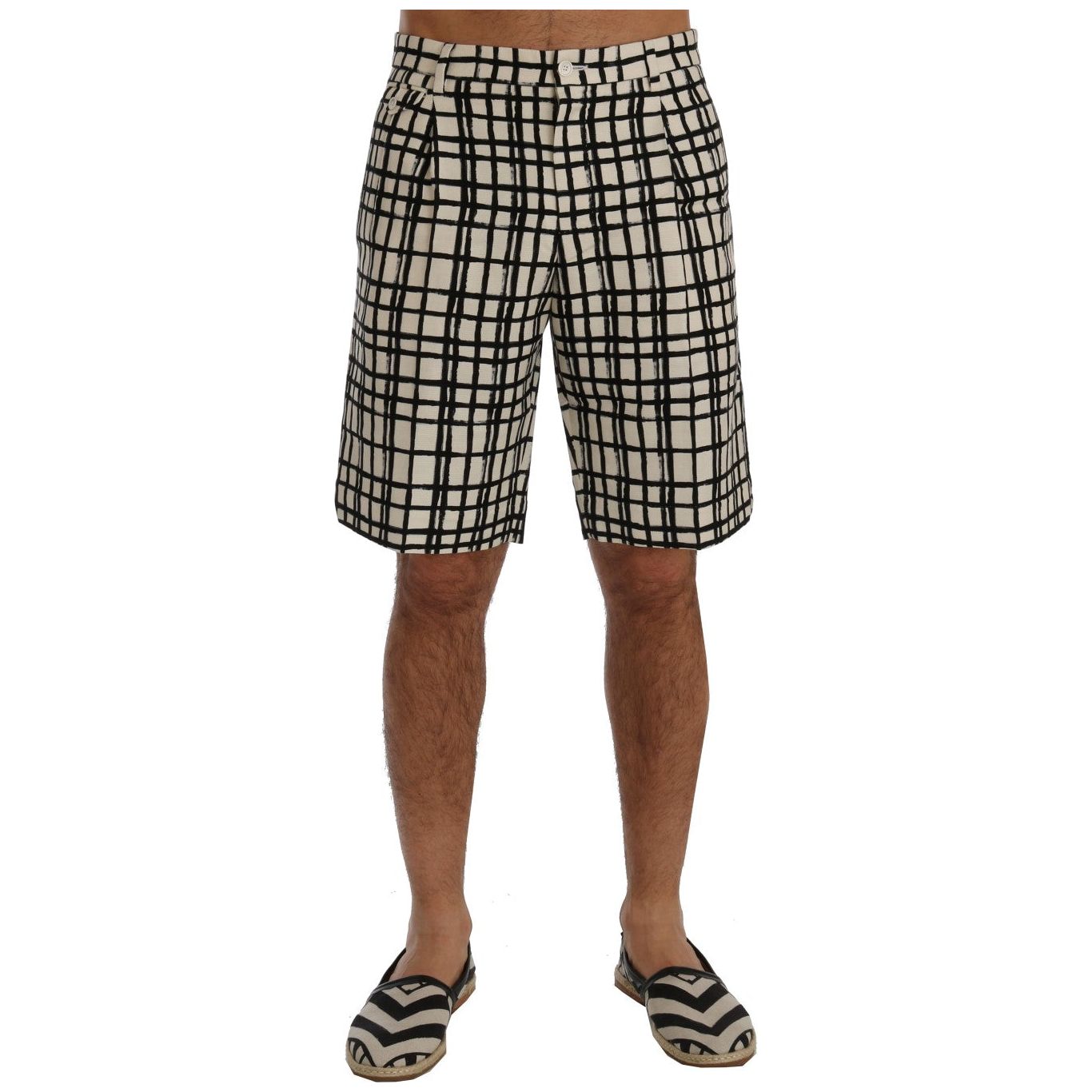 Dolce & Gabbana Black Striped Cotton-Linen Shorts