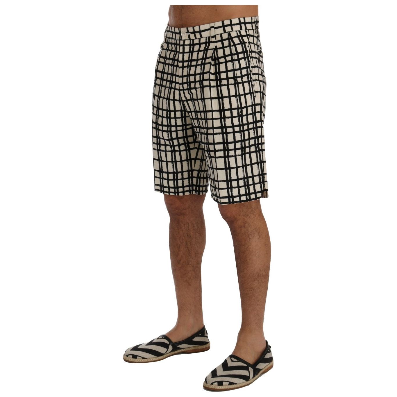 Dolce & Gabbana Black Striped Cotton-Linen Shorts
