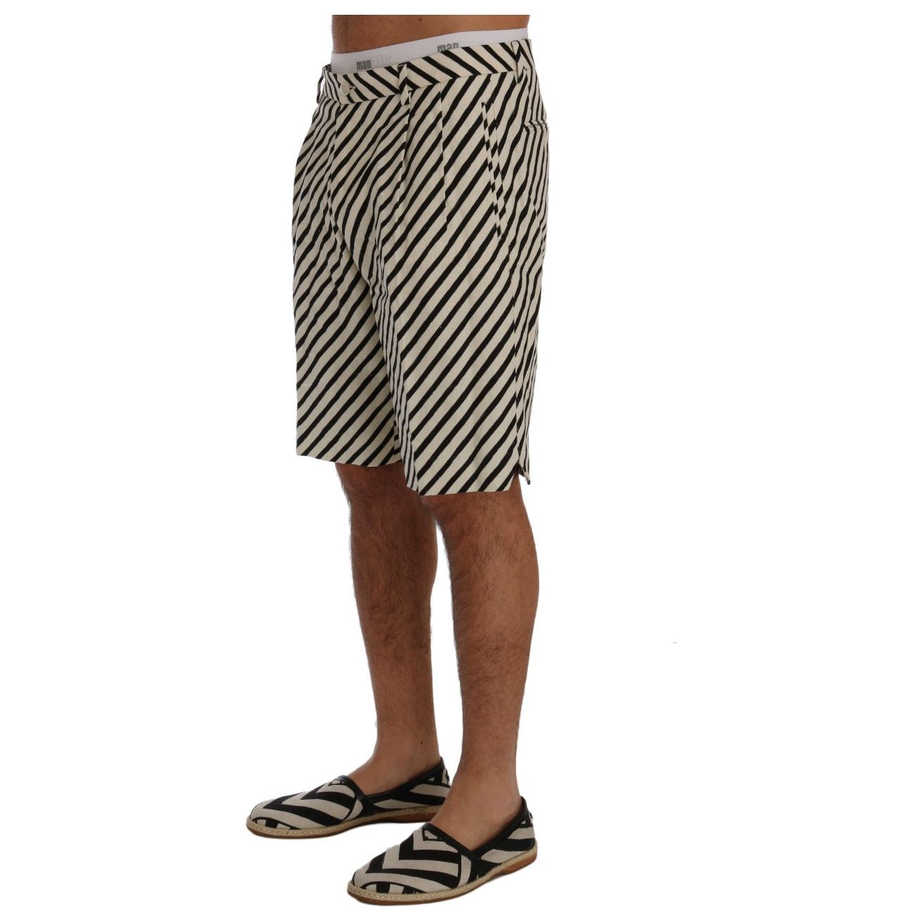 Dolce & Gabbana Black Striped Hemp Casual Shorts