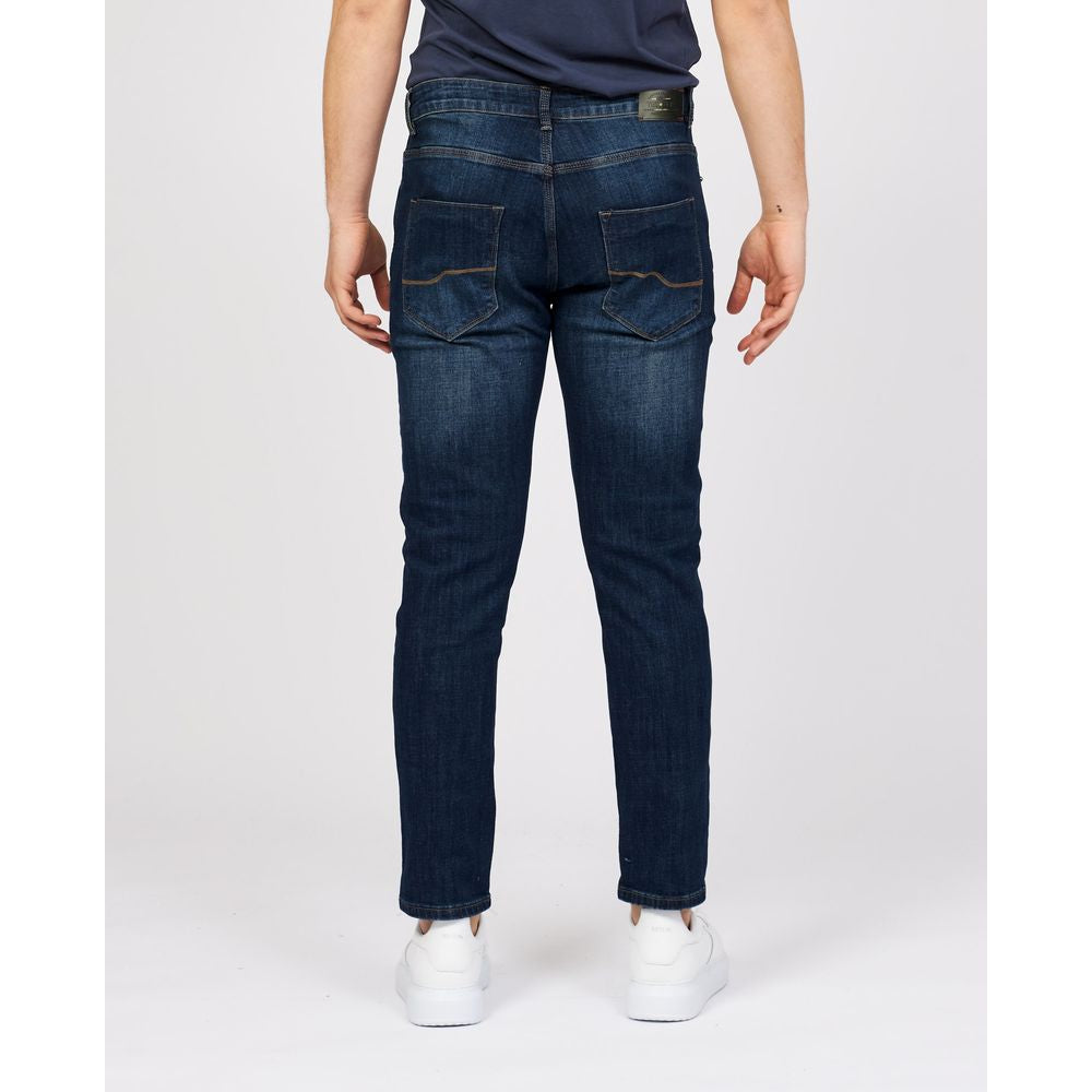 Yes Zee Blue Cotton Stretch Jeans for Modern Elegance