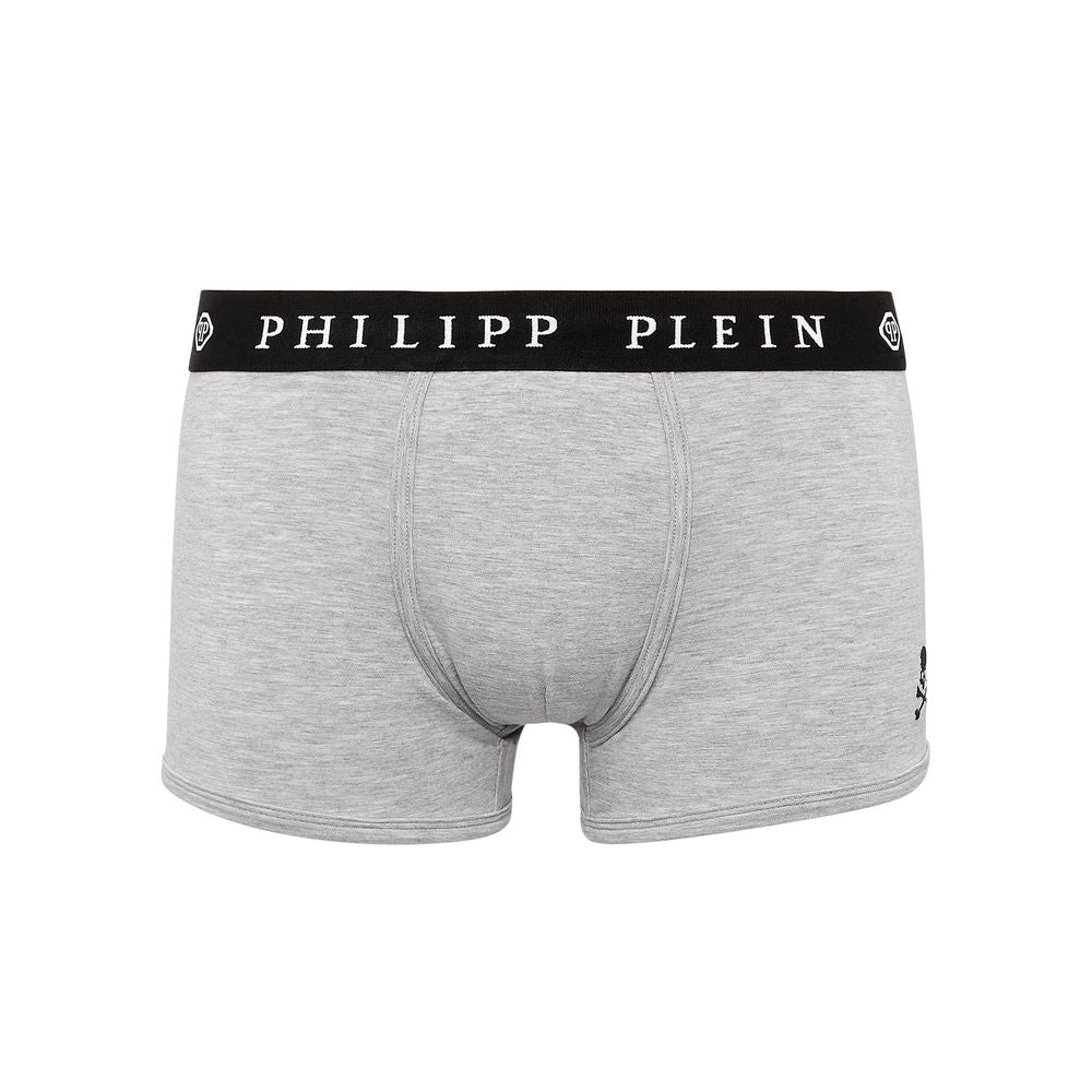 Philipp Plein Gray Cotton Boxer Pack for Elevated Comfort