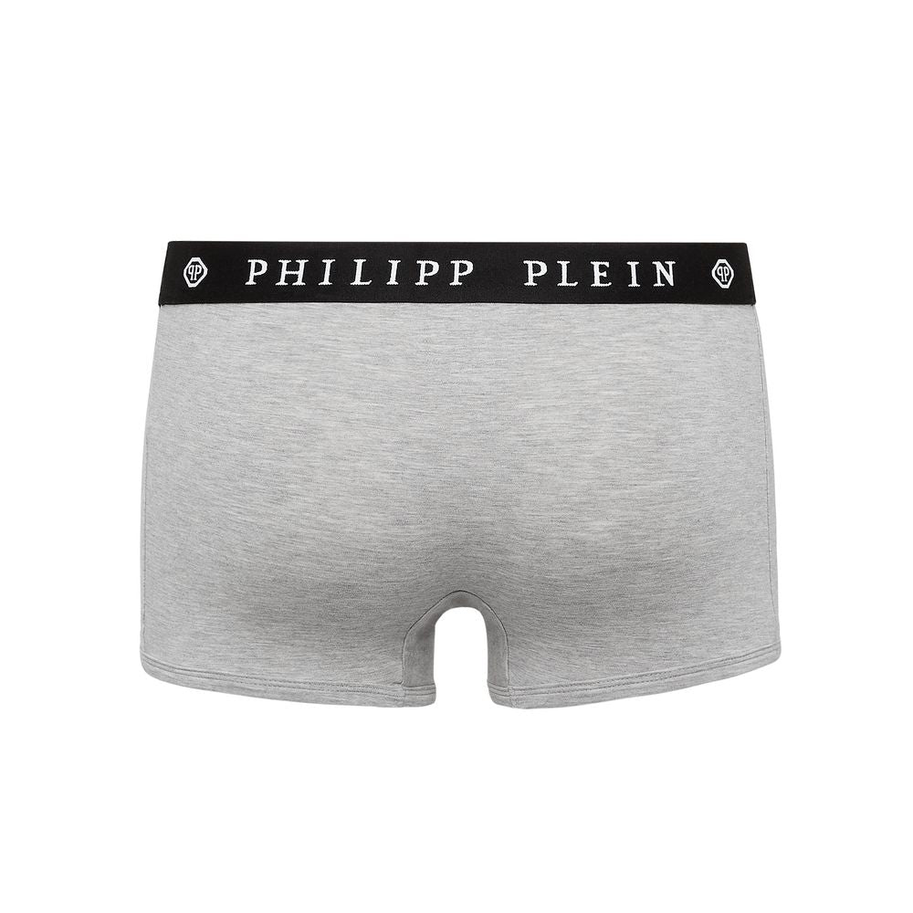 Philipp Plein Gray Cotton Boxer Pack for Elevated Comfort