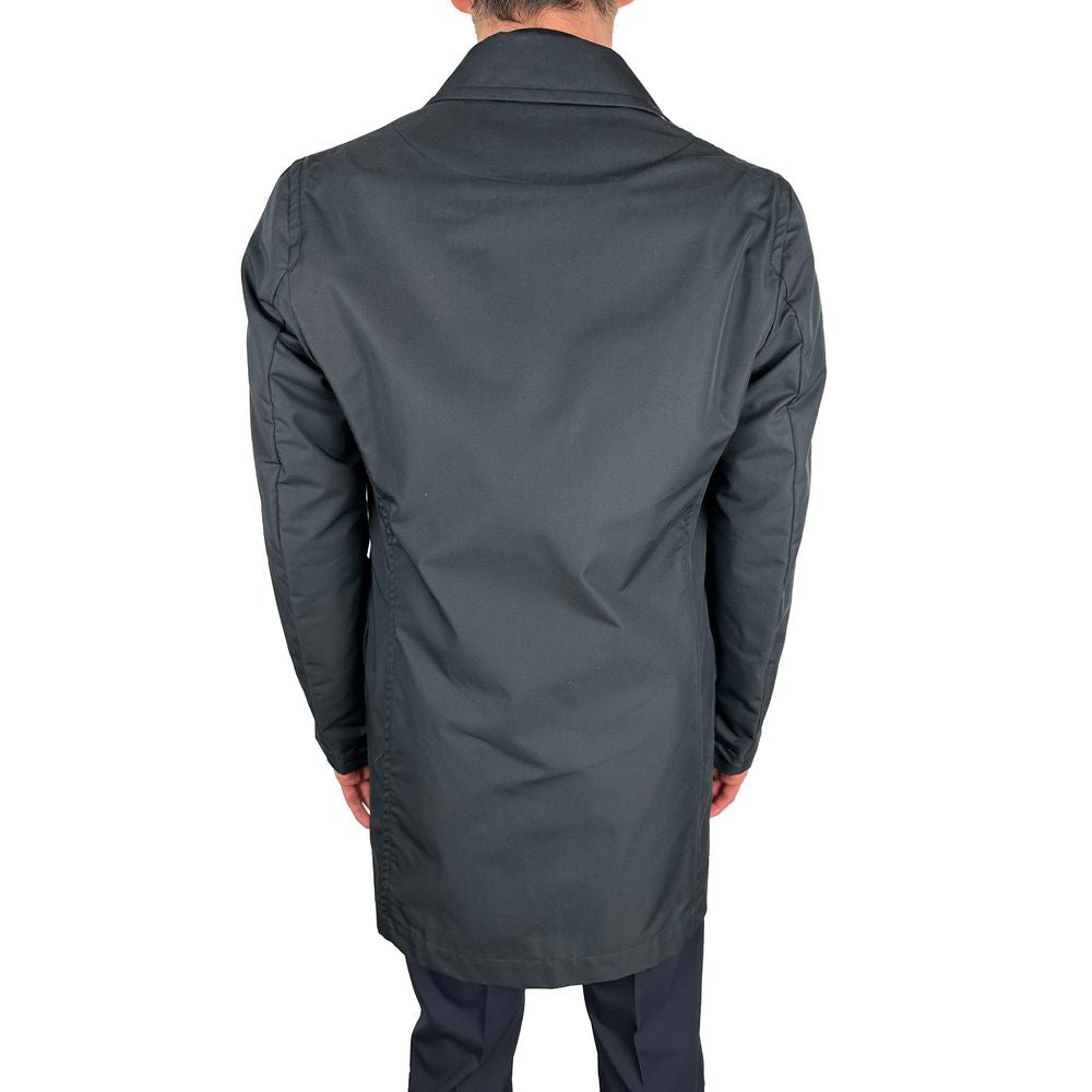 Aquascutum Blue Cotton Trench Coat for Timeless Elegance