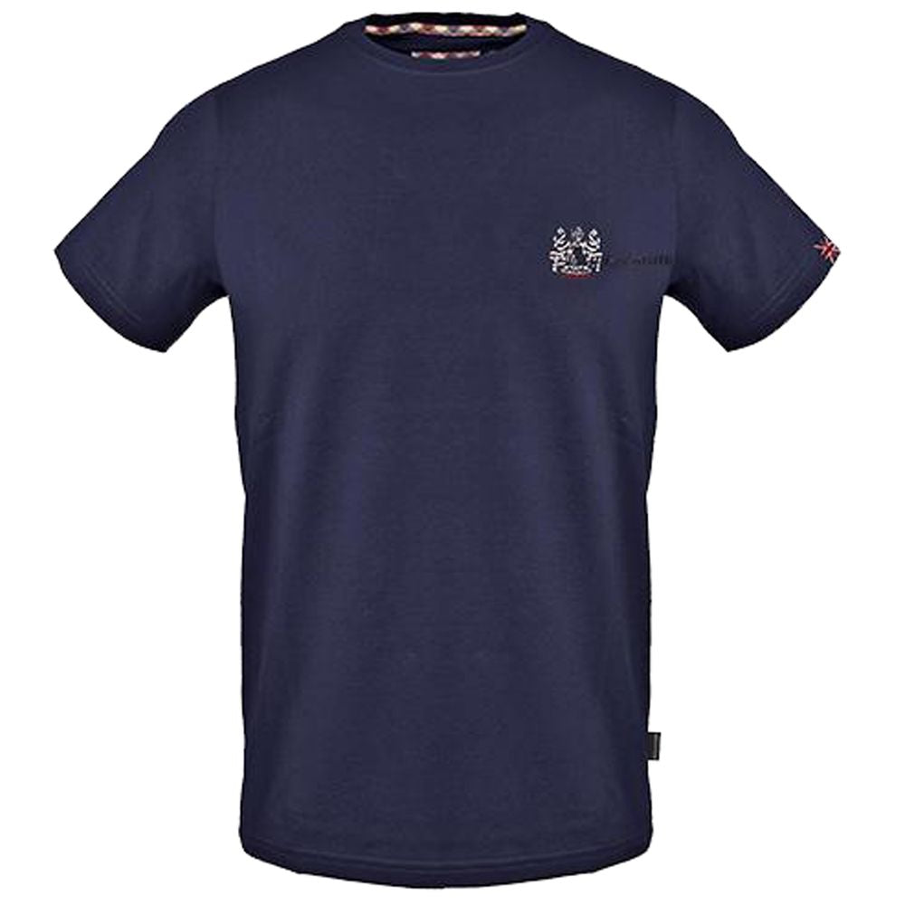 Aquascutum Blue Cotton T-Shirt With Heritage Design