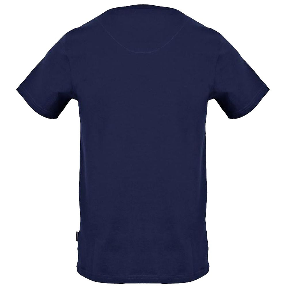 Aquascutum Blue Cotton T-Shirt With Heritage Design