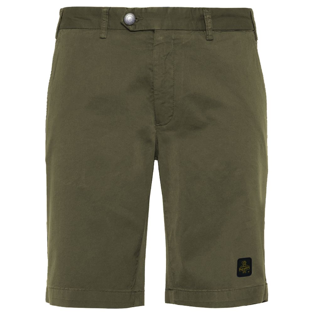 Refrigiwear Beige Cotton Bermuda Shorts with Logo Patch