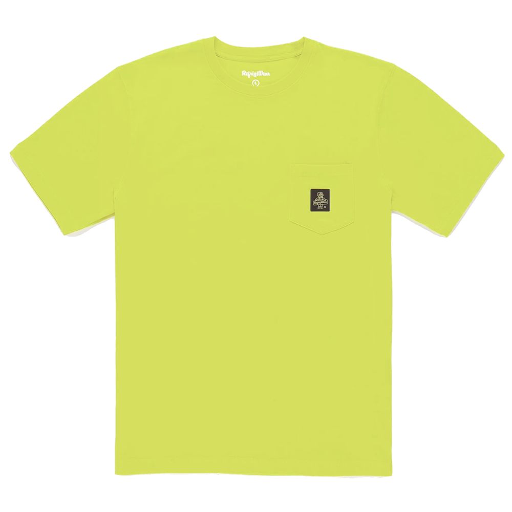 Refrigiwear Yellow Cotton Tee with Chest Pocket Logo Elegance