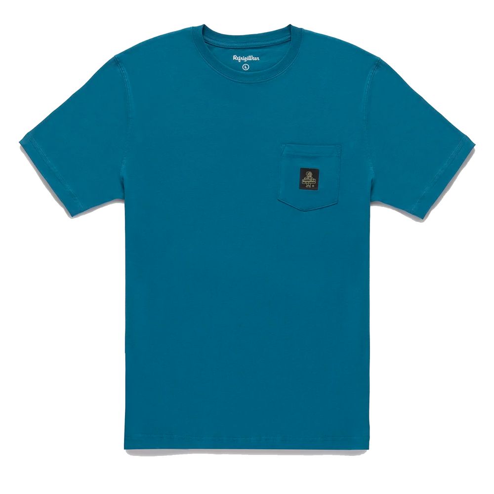 Refrigiwear Light Blue Cotton Tee with Chest Logo Elegance