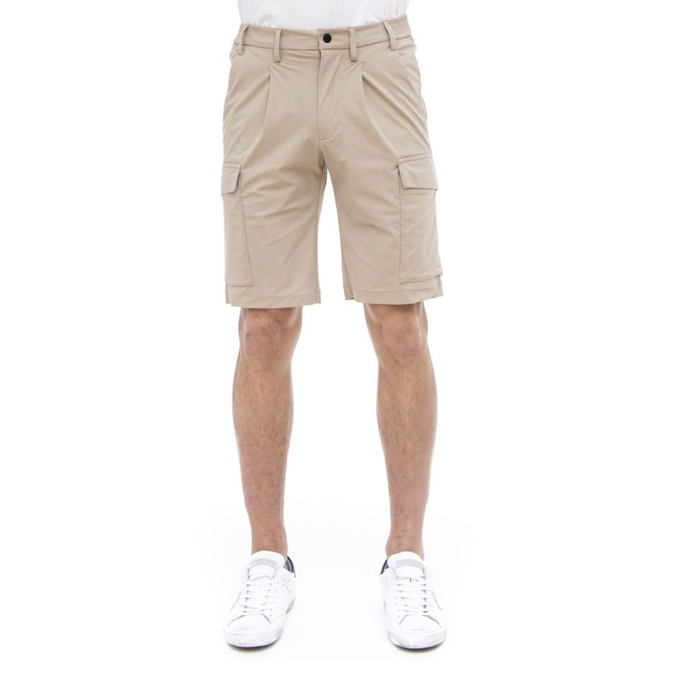 People Of Shibuya Beige Stretch Bermuda Cargo Shorts Elegance
