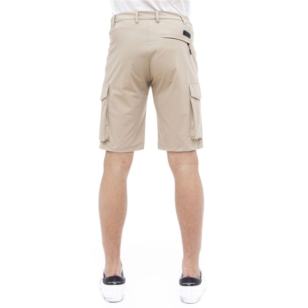 People Of Shibuya Beige Stretch Bermuda Cargo Shorts Elegance