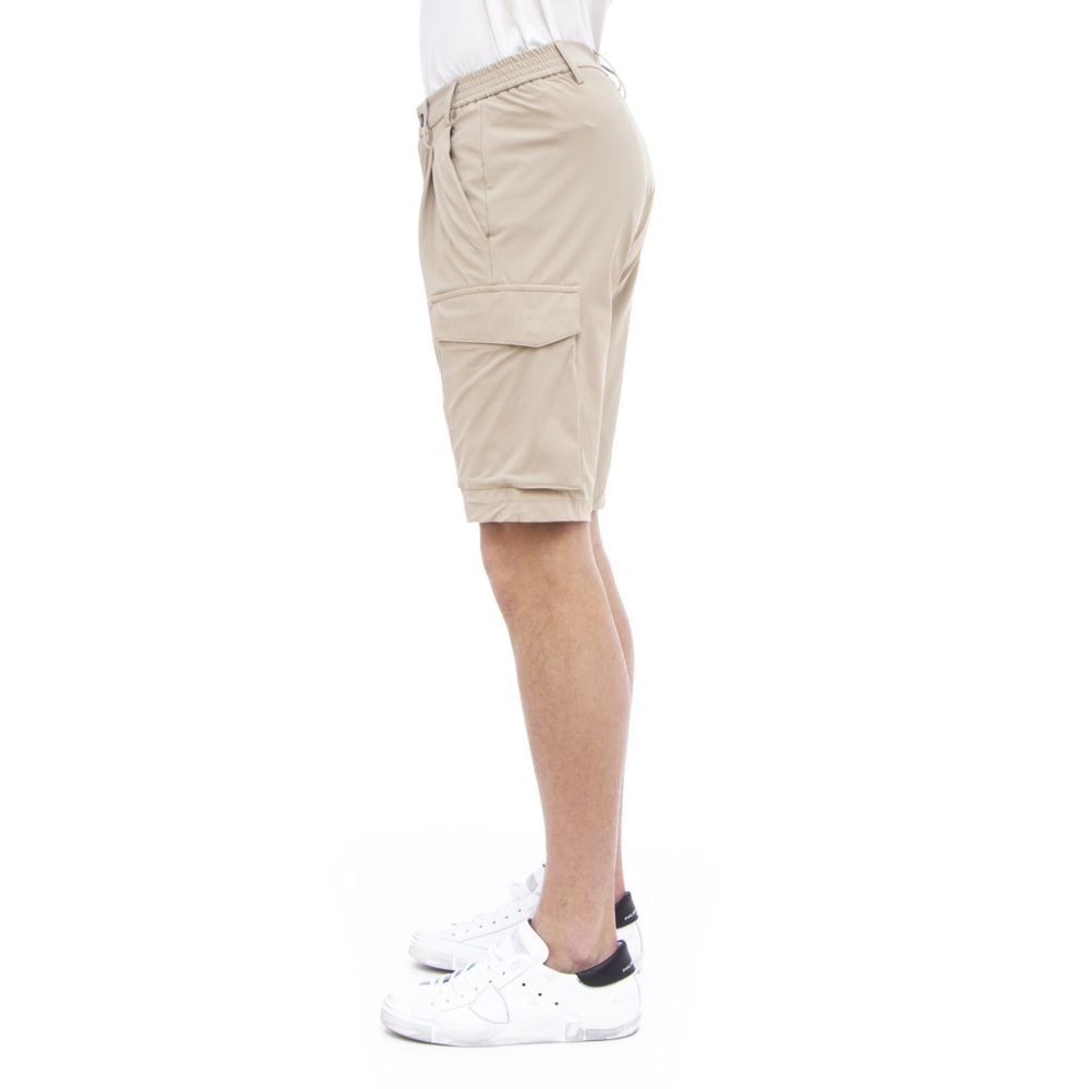 People Of Shibuya Beige Stretch Bermuda Cargo Shorts Elegance