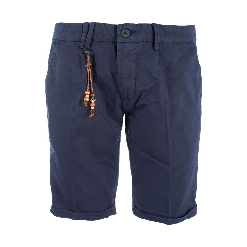 Yes Zee Blue Cotton Blend Bermuda Shorts for Effortless Elegance