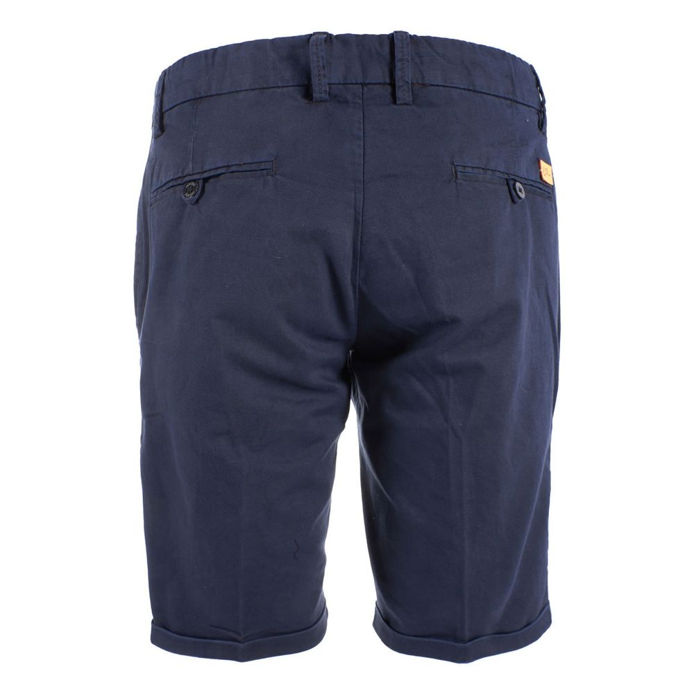 Yes Zee Blue Cotton Blend Bermuda Shorts for Effortless Elegance