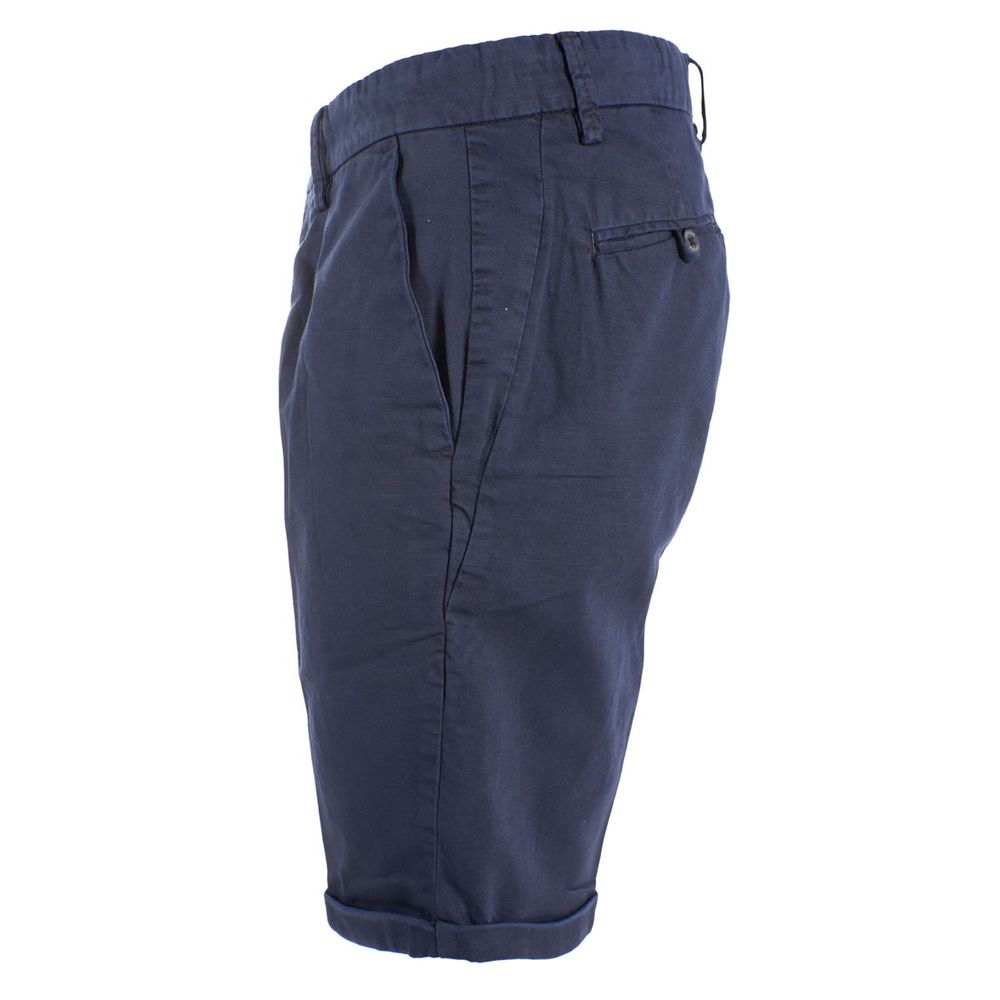 Yes Zee Blue Cotton Blend Bermuda Shorts for Effortless Elegance