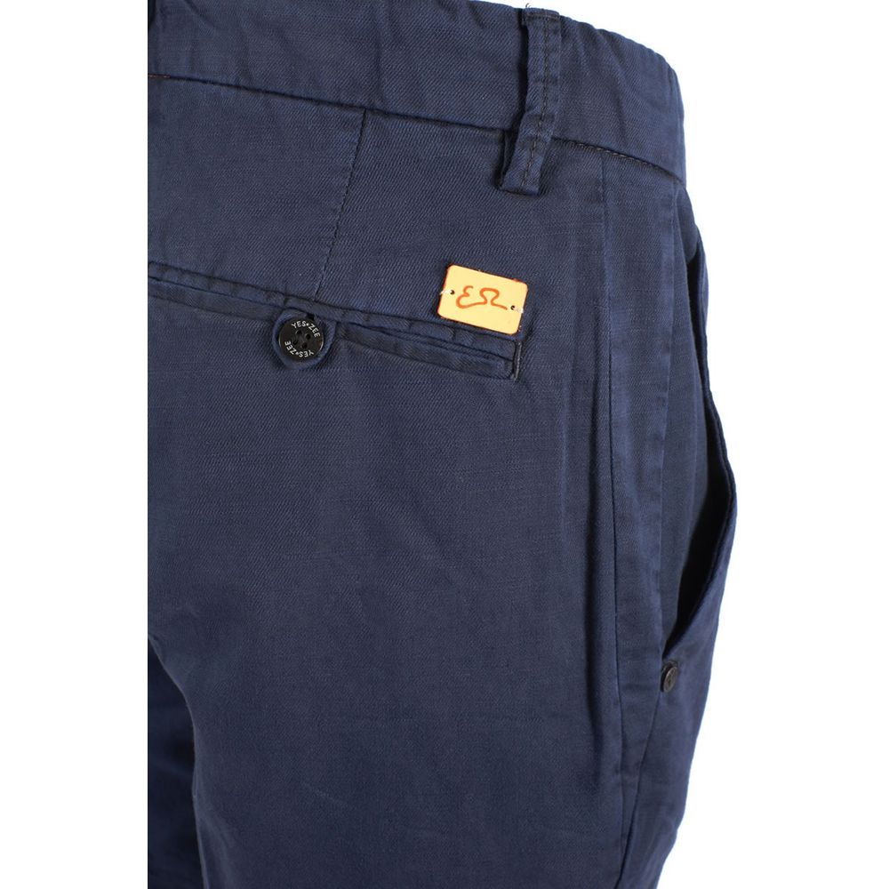 Yes Zee Blue Cotton Blend Bermuda Shorts for Effortless Elegance