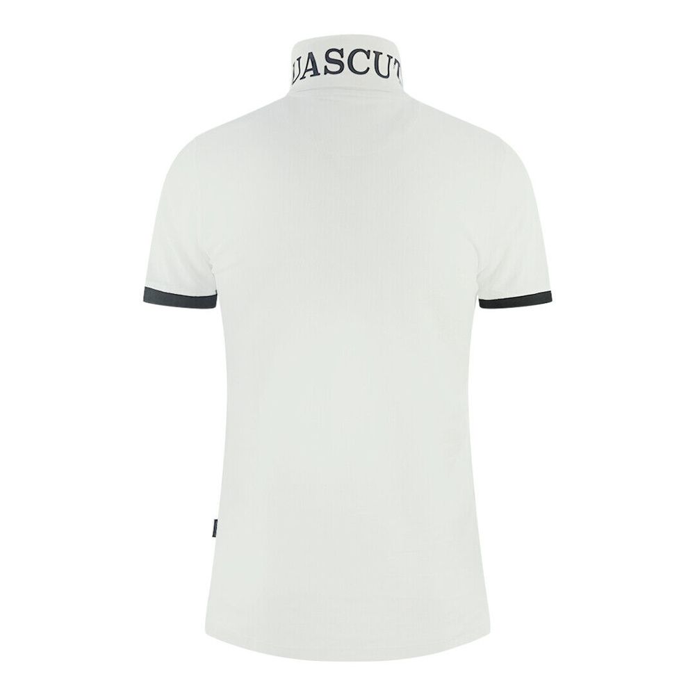 Aquascutum Navy Cotton Polo with Signature Details Luxe