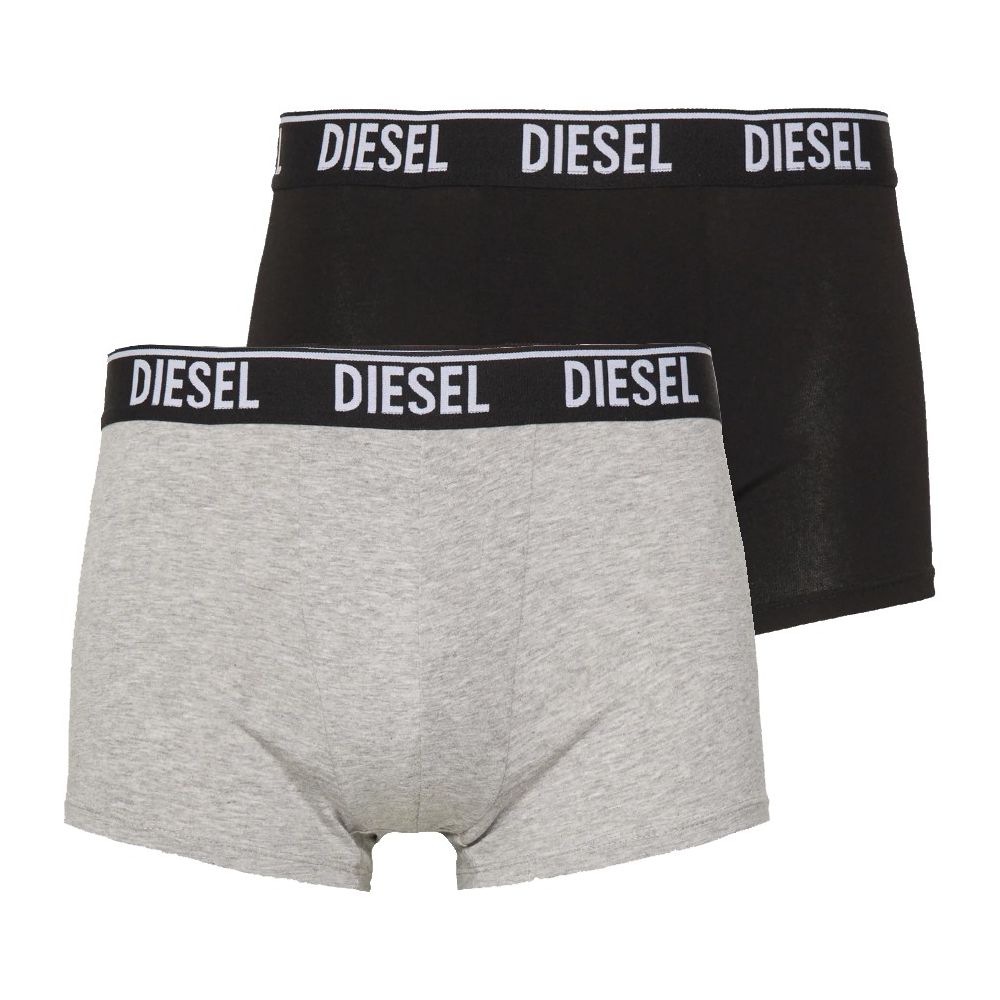 Diesel Grey Cotton Boxer Briefs Set for Refined Comfort