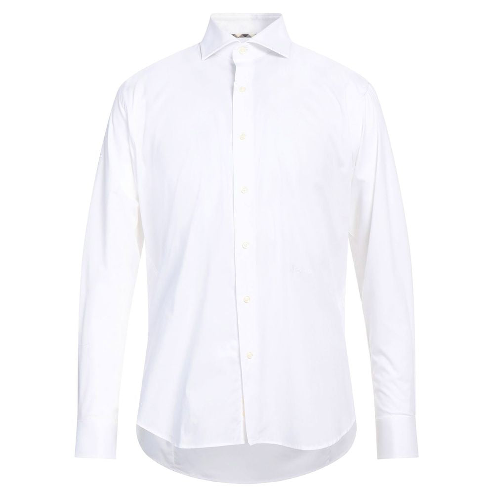 Aquascutum White Cotton Shirt with Embroidered Logo