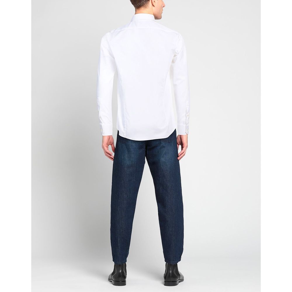 Aquascutum White Cotton Shirt with Embroidered Logo