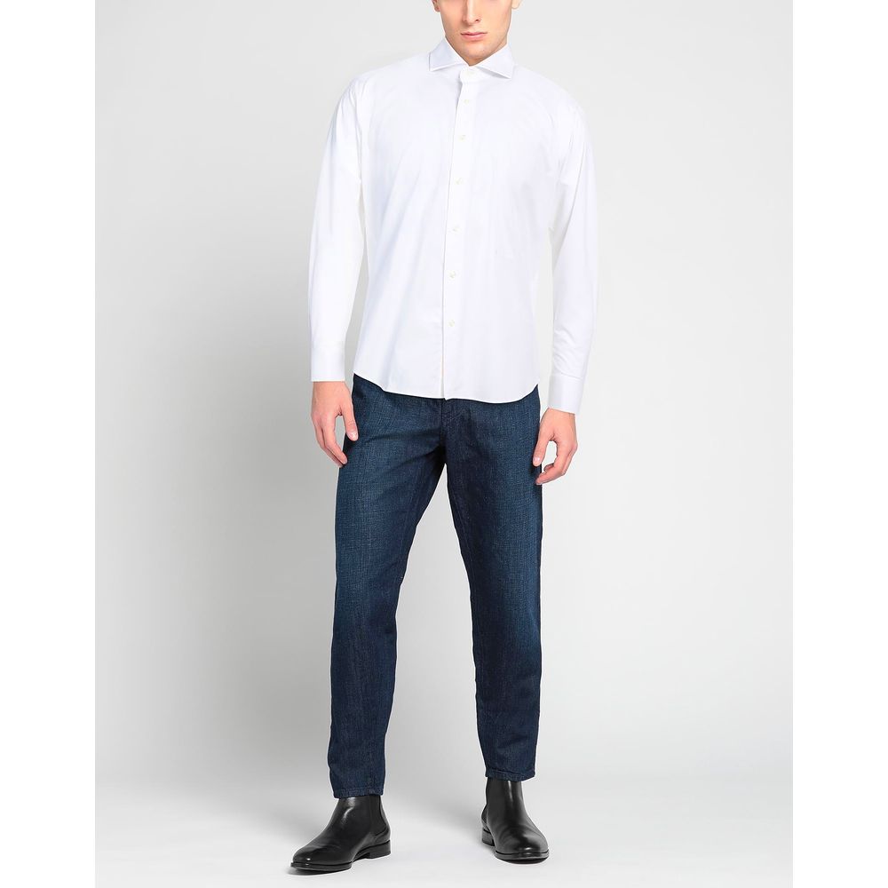 Aquascutum White Cotton Shirt with Embroidered Logo