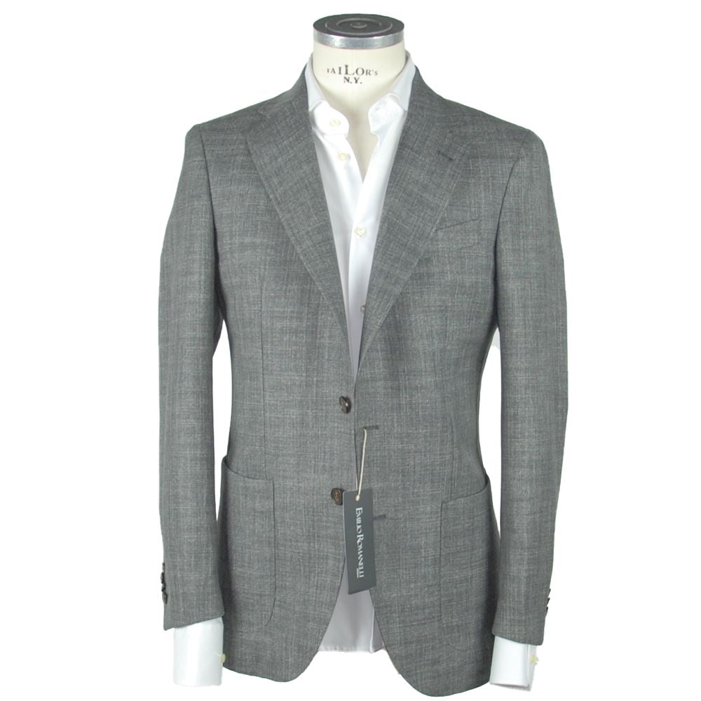 Emilio Romanelli Gray Wool Blazer for Timeless Elegance