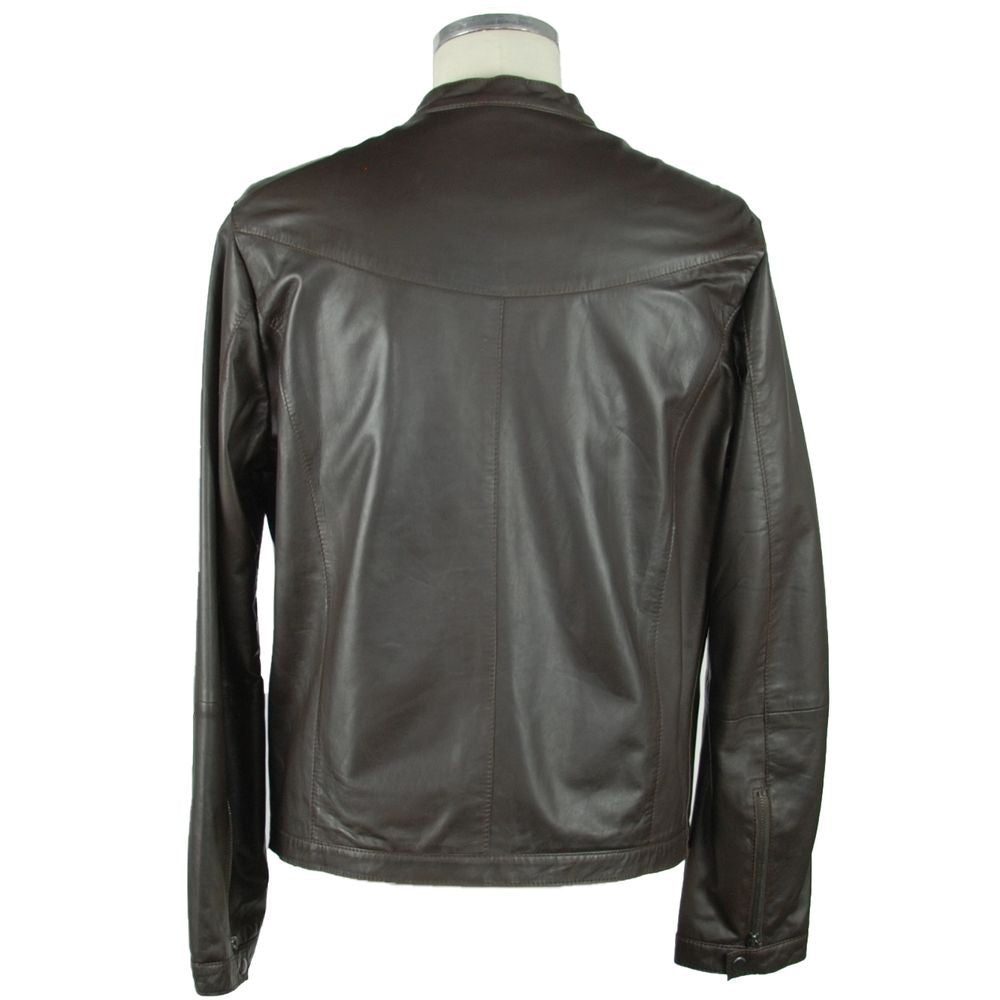 Emilio Romanelli Black Leather Jacket - Timeless Sophistication